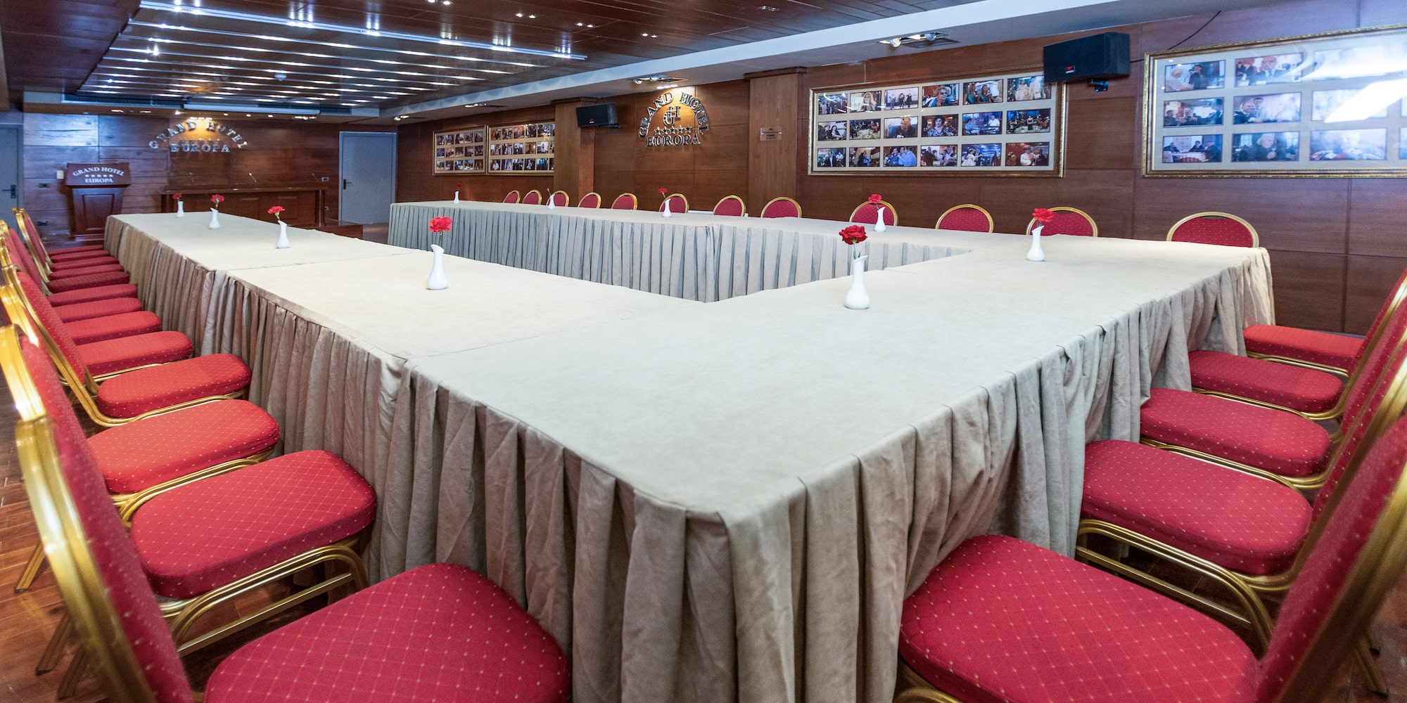 a room with tables and chairs