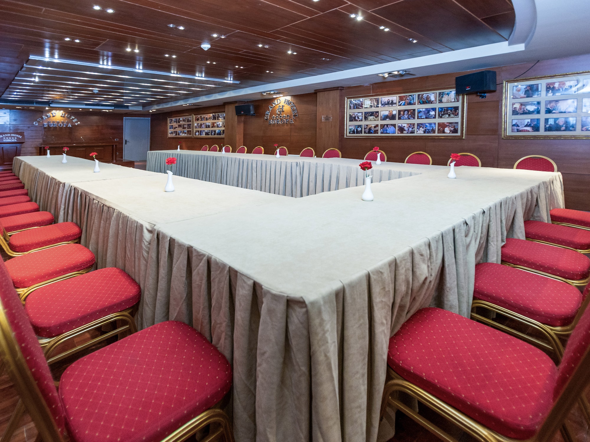 a room with tables and chairs
