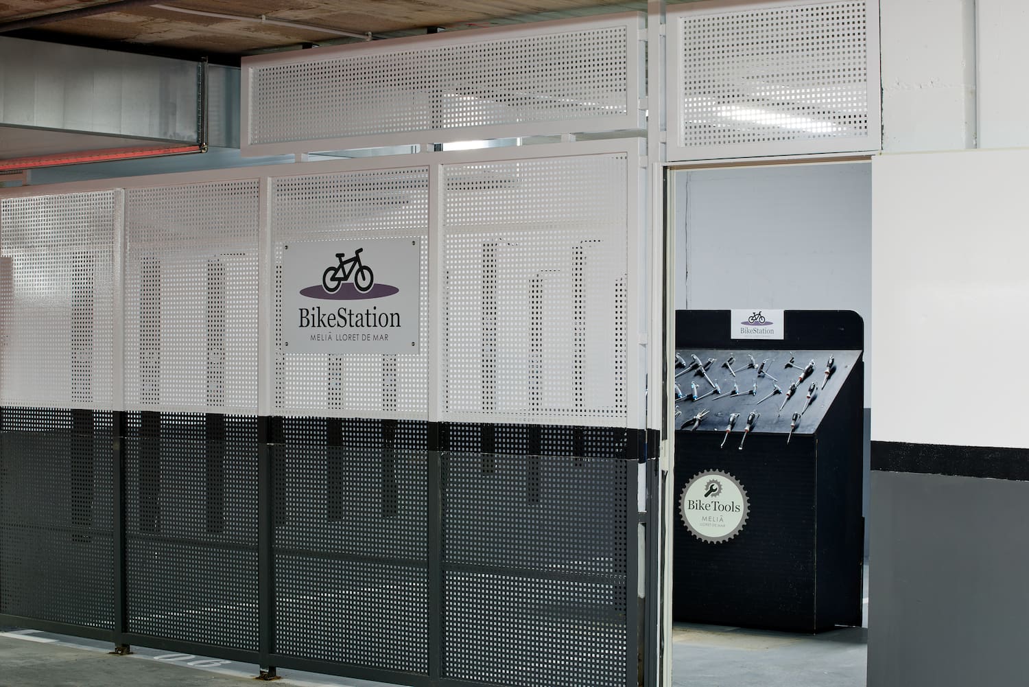 a bike station with a bike rack