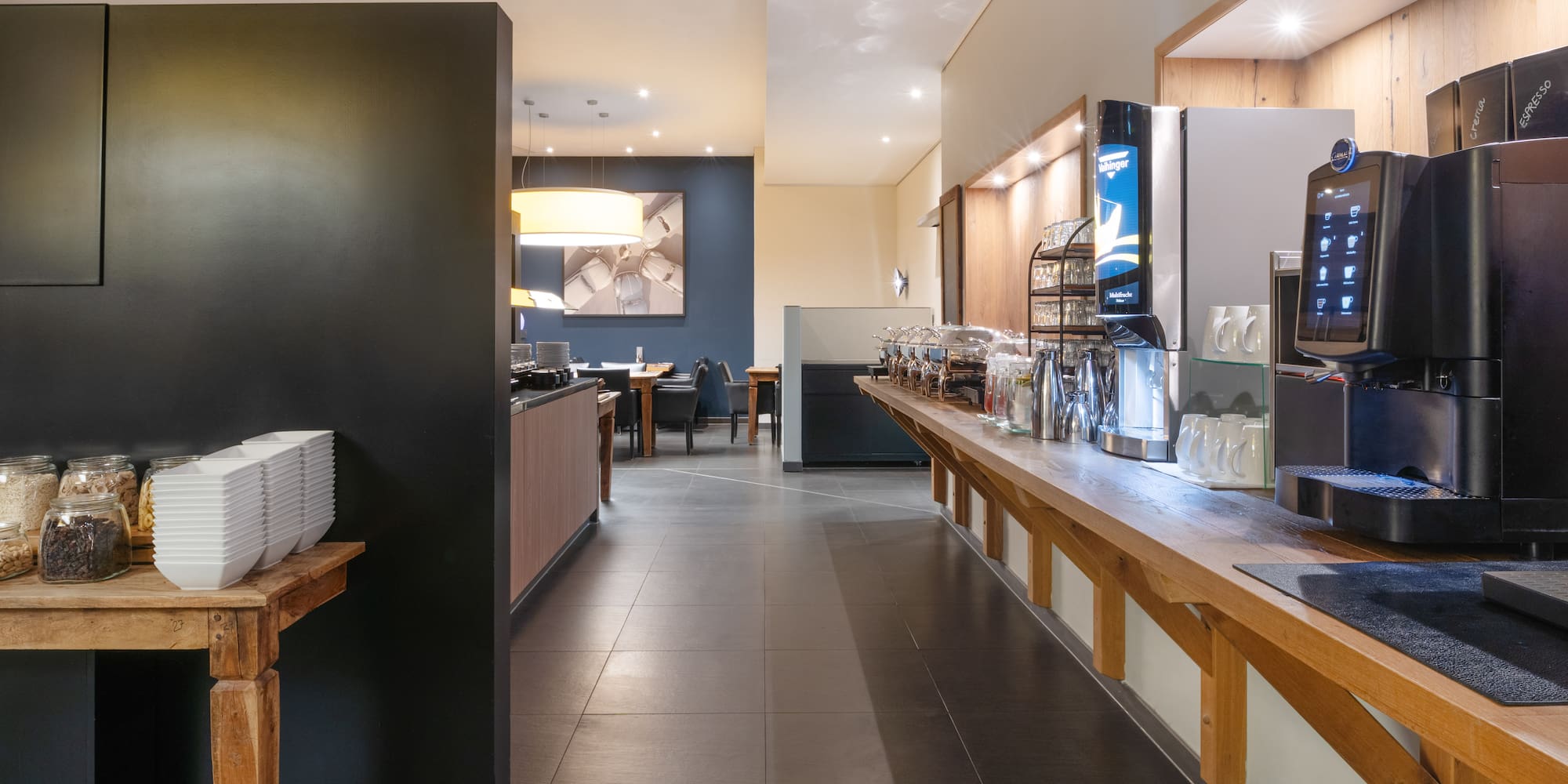 a coffee machine in a restaurant