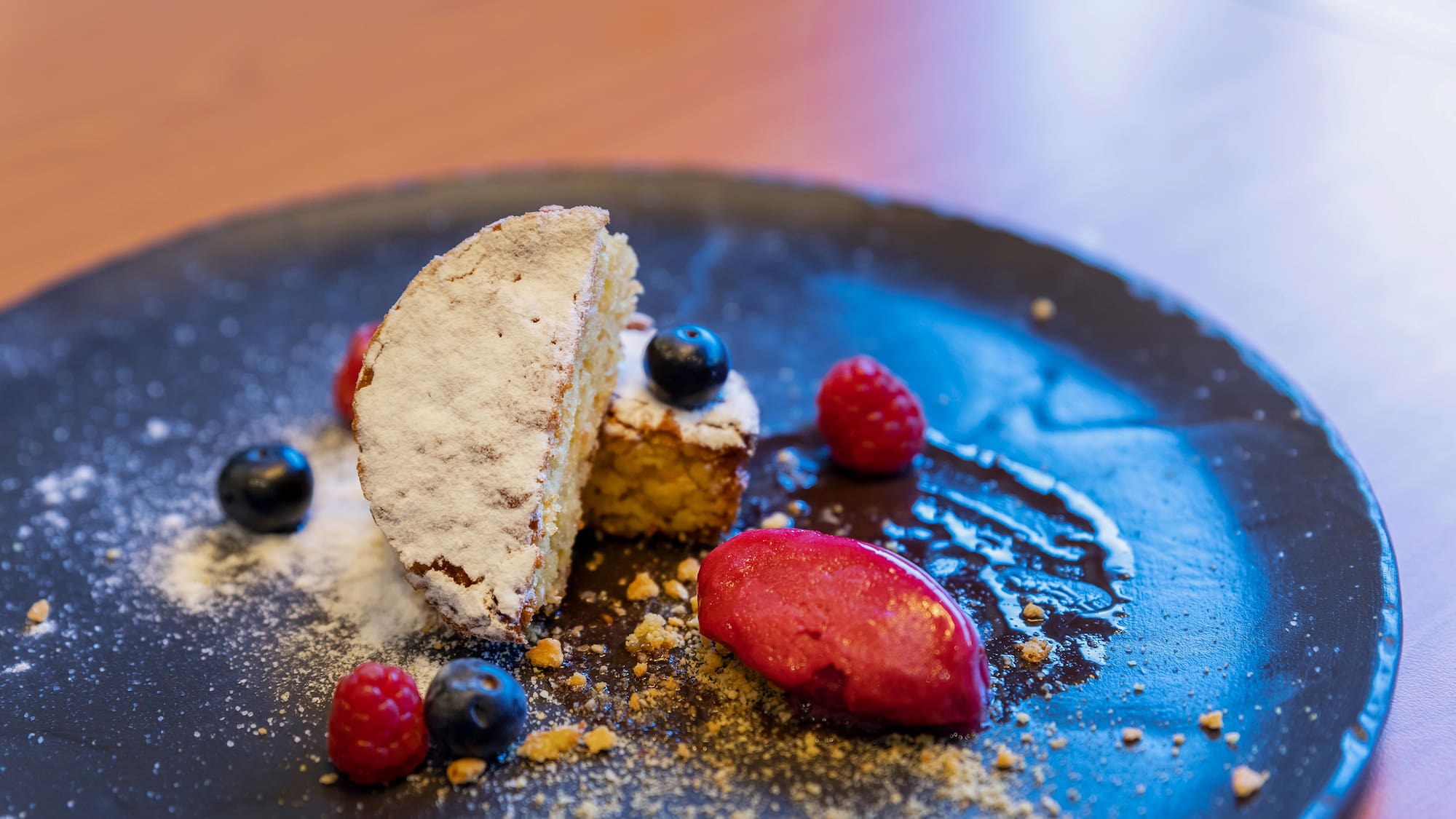 a plate of food with berries on it