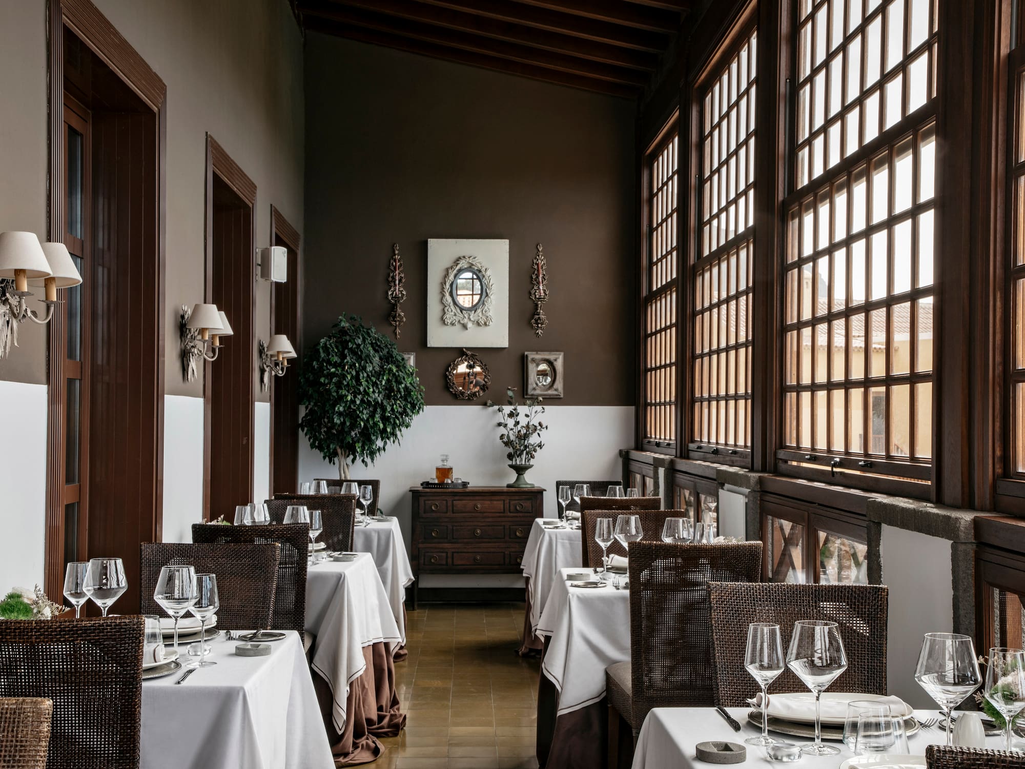 a restaurant with tables and chairs