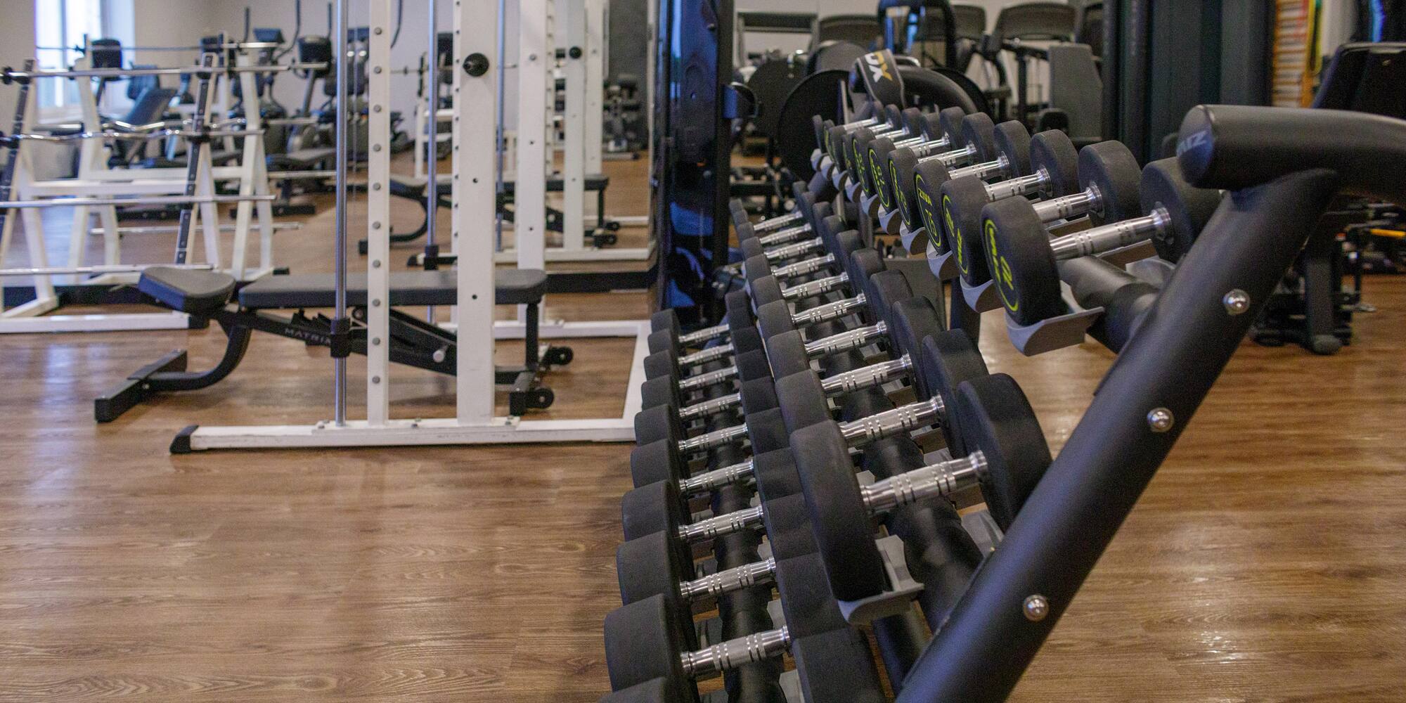 a gym with weights in it