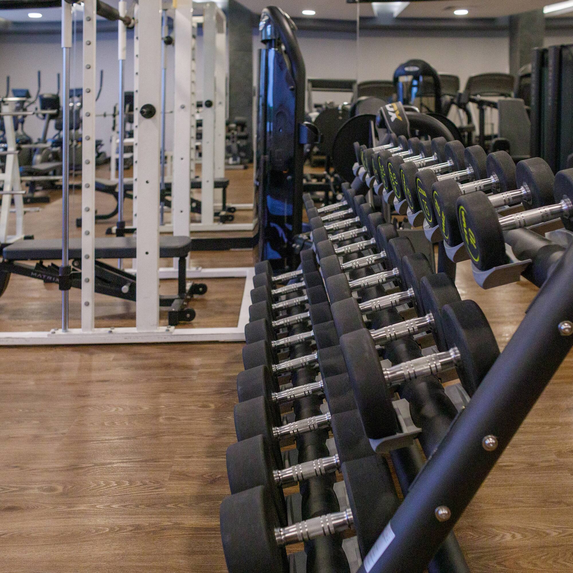 a gym with weights in it