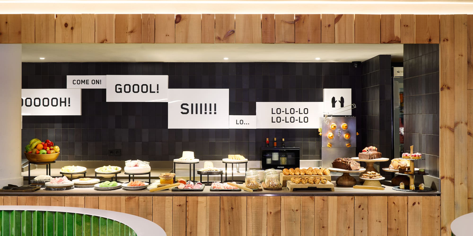 a display of food on a counter