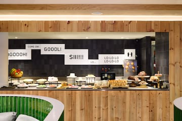 a display of food on a counter