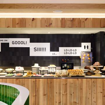 a display of food on a counter
