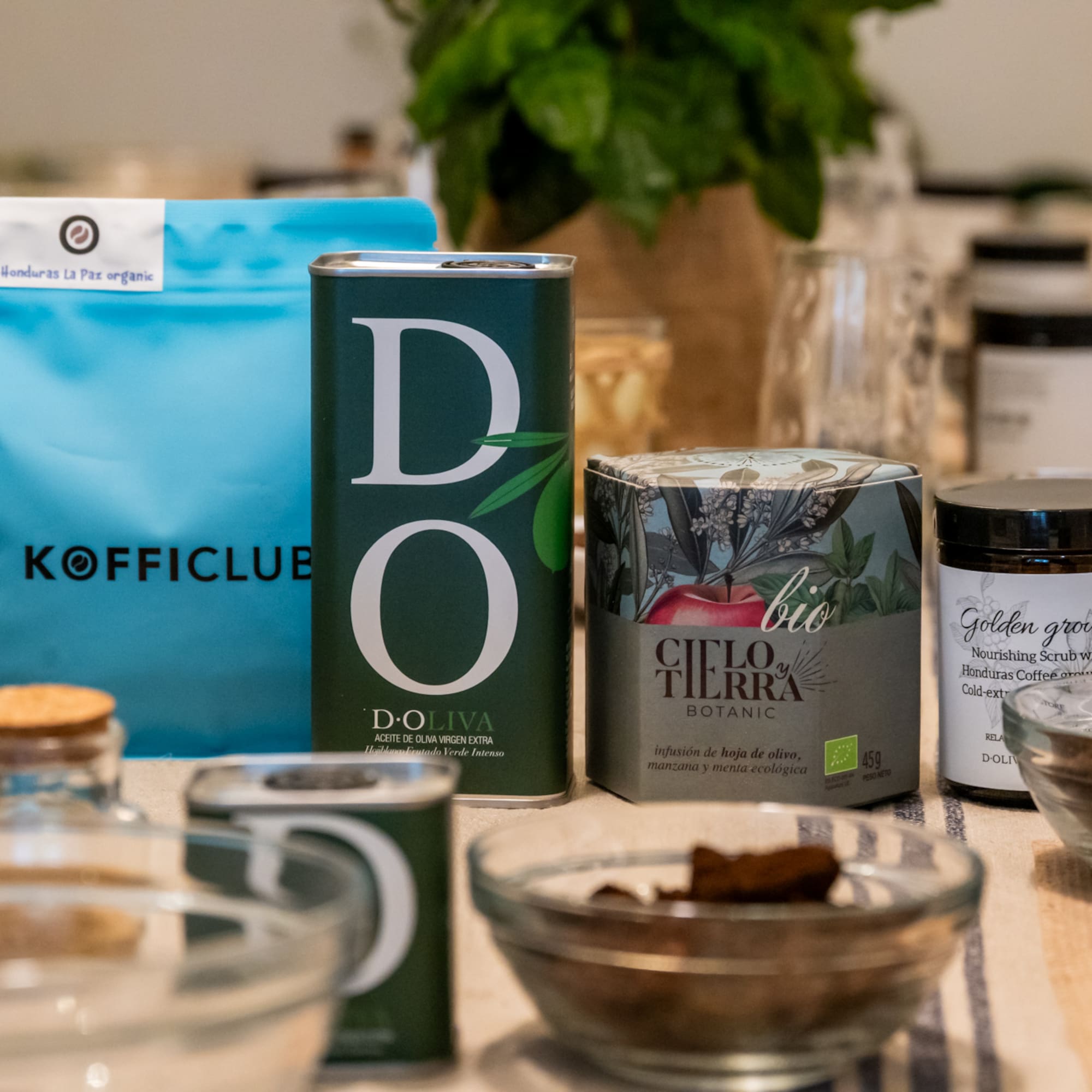 a group of food items on a table