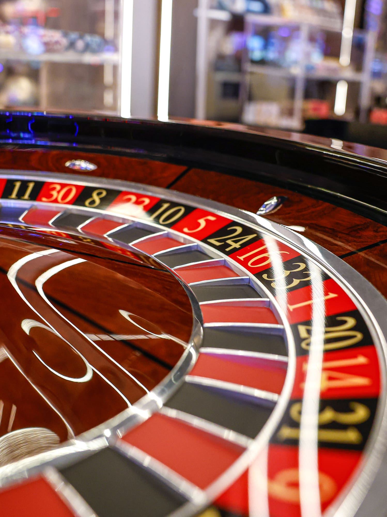 a roulette wheel with a ball on it