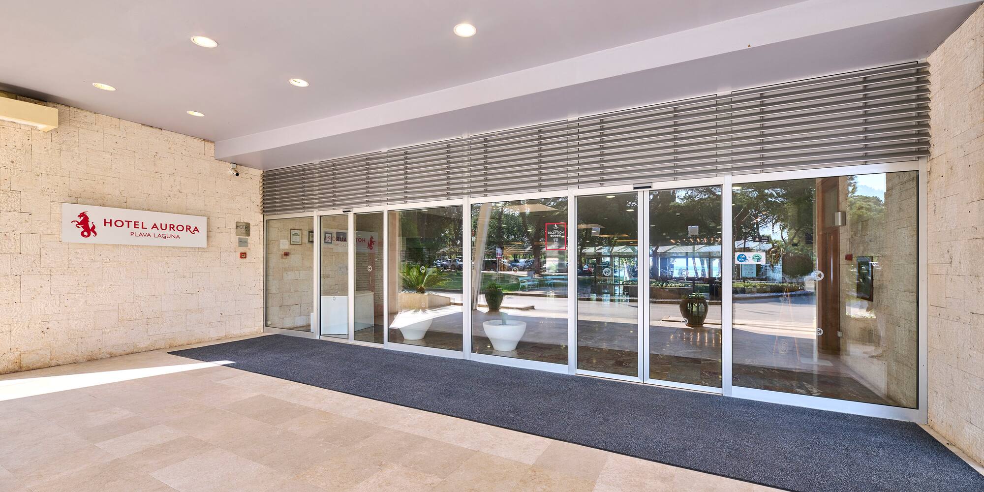 a large glass door in a building