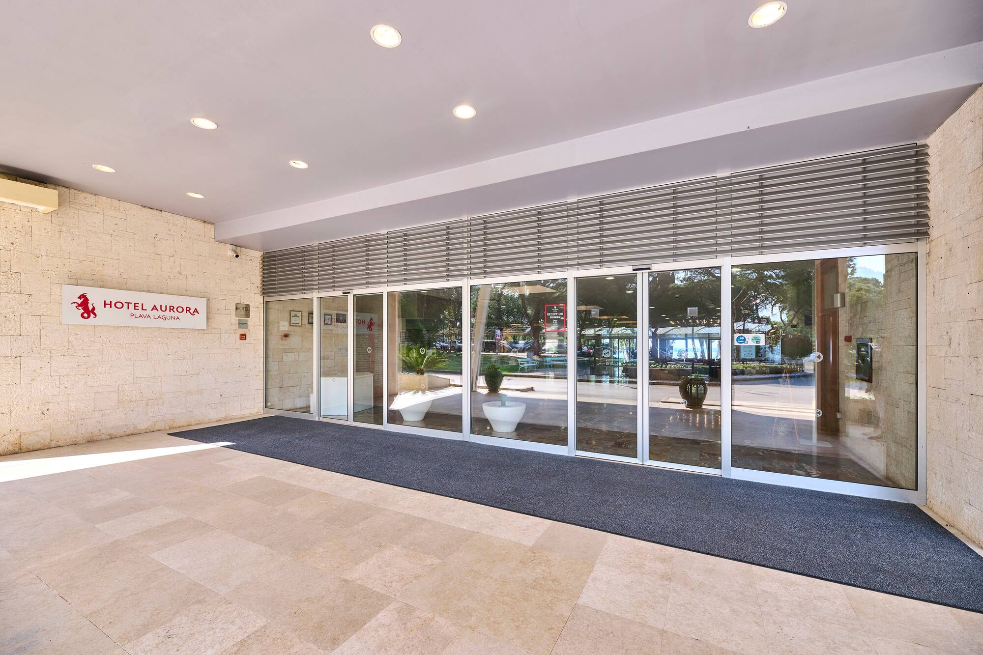 a large glass door in a building