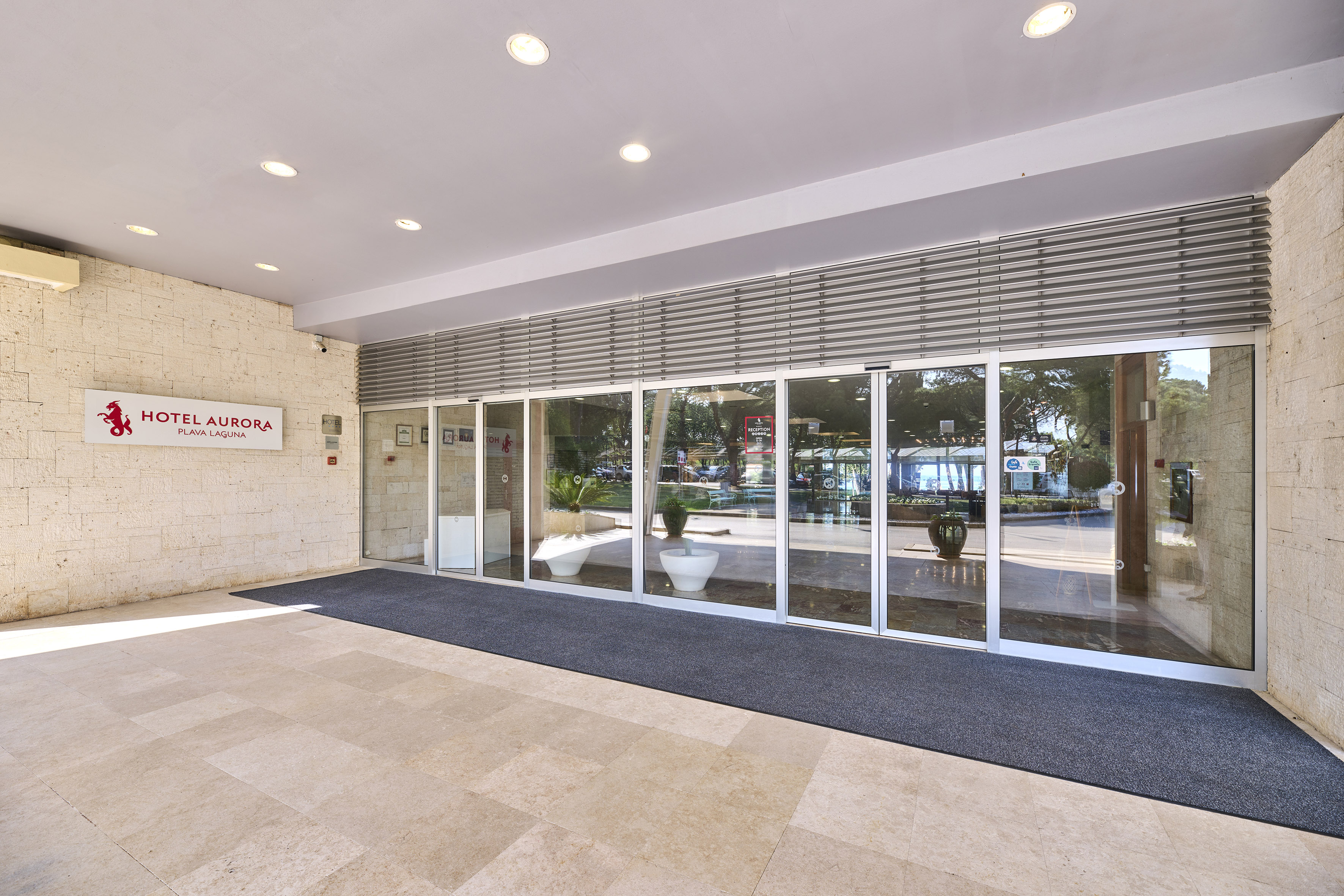 a large glass door in a building