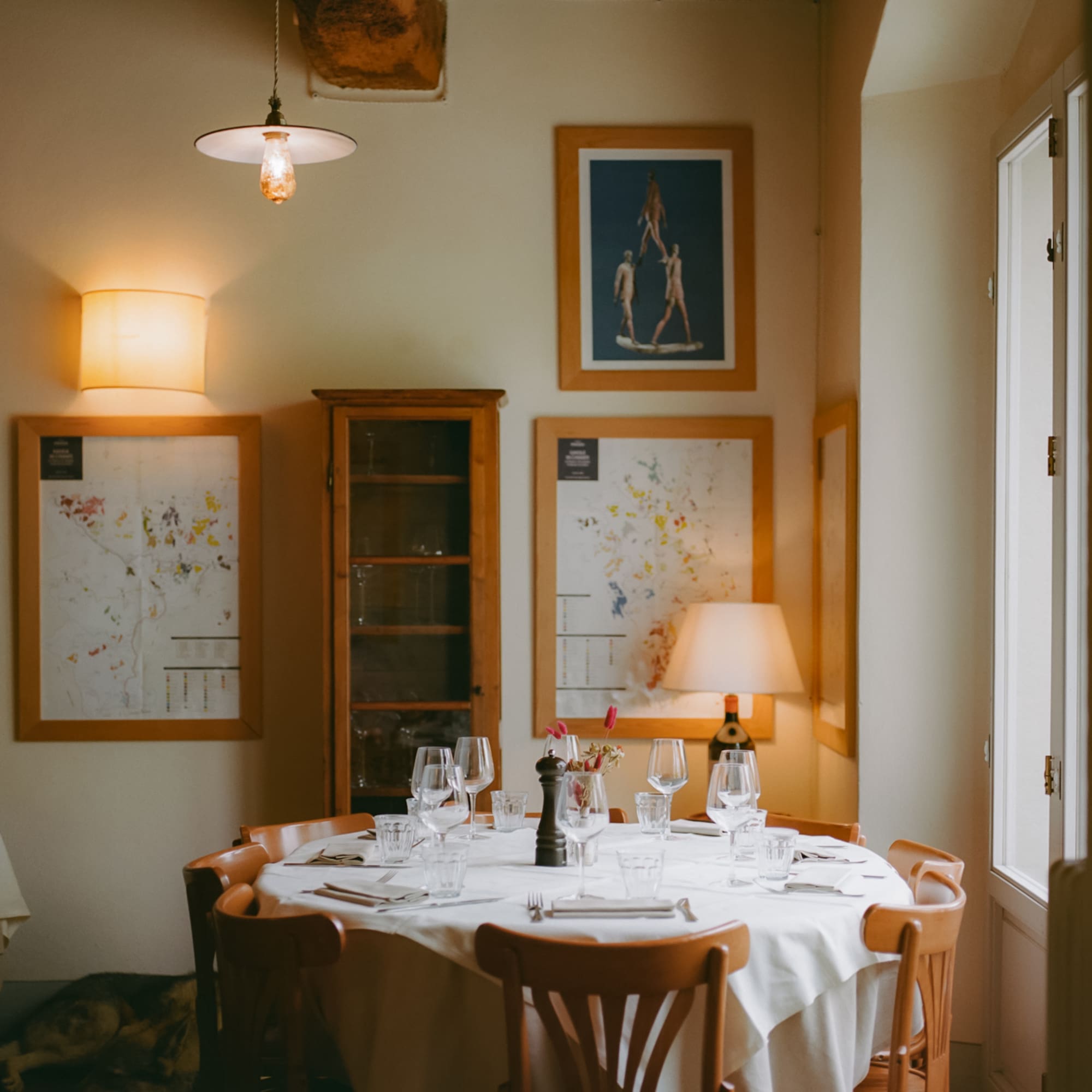 a table set up for a dinner