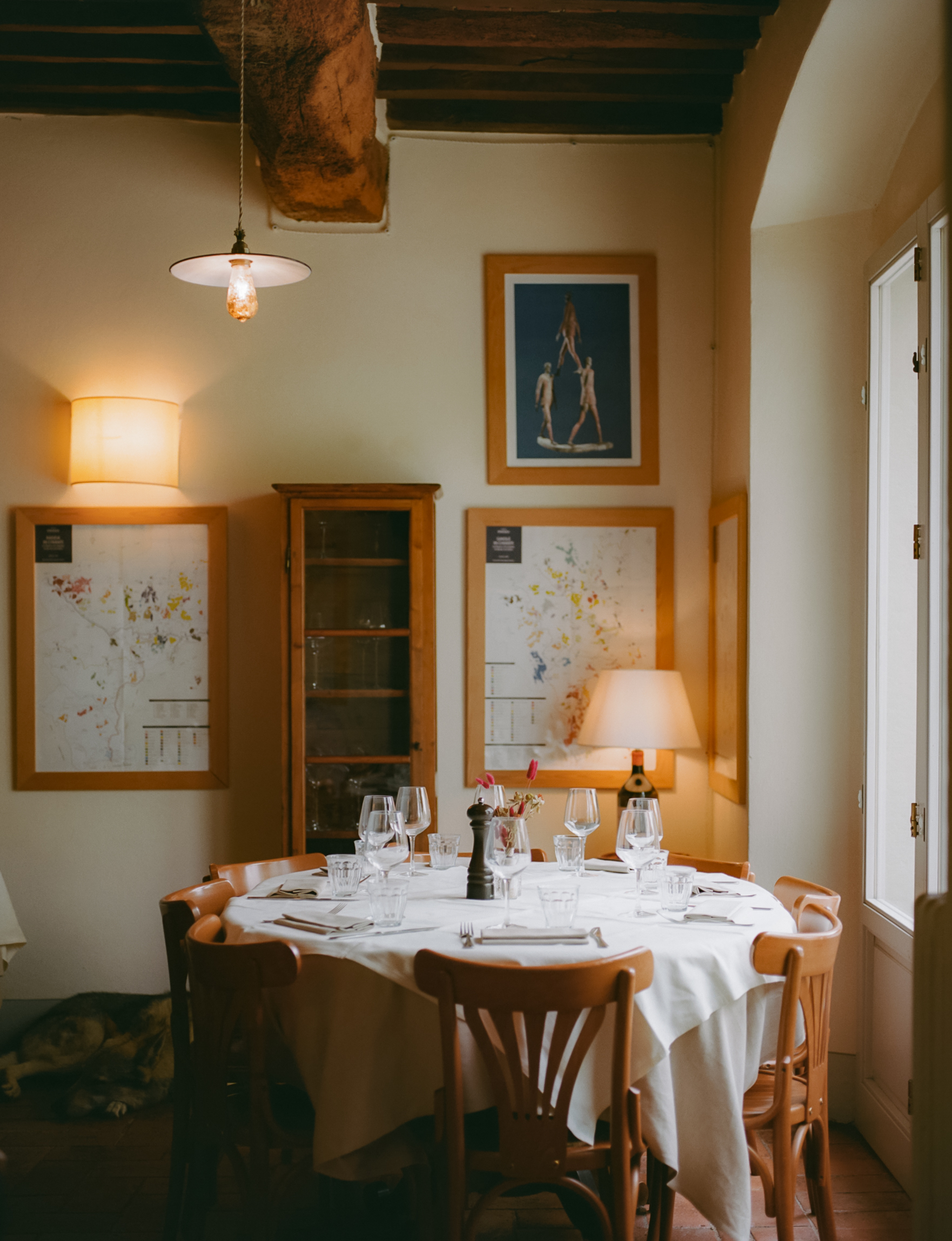 a table set up for a dinner
