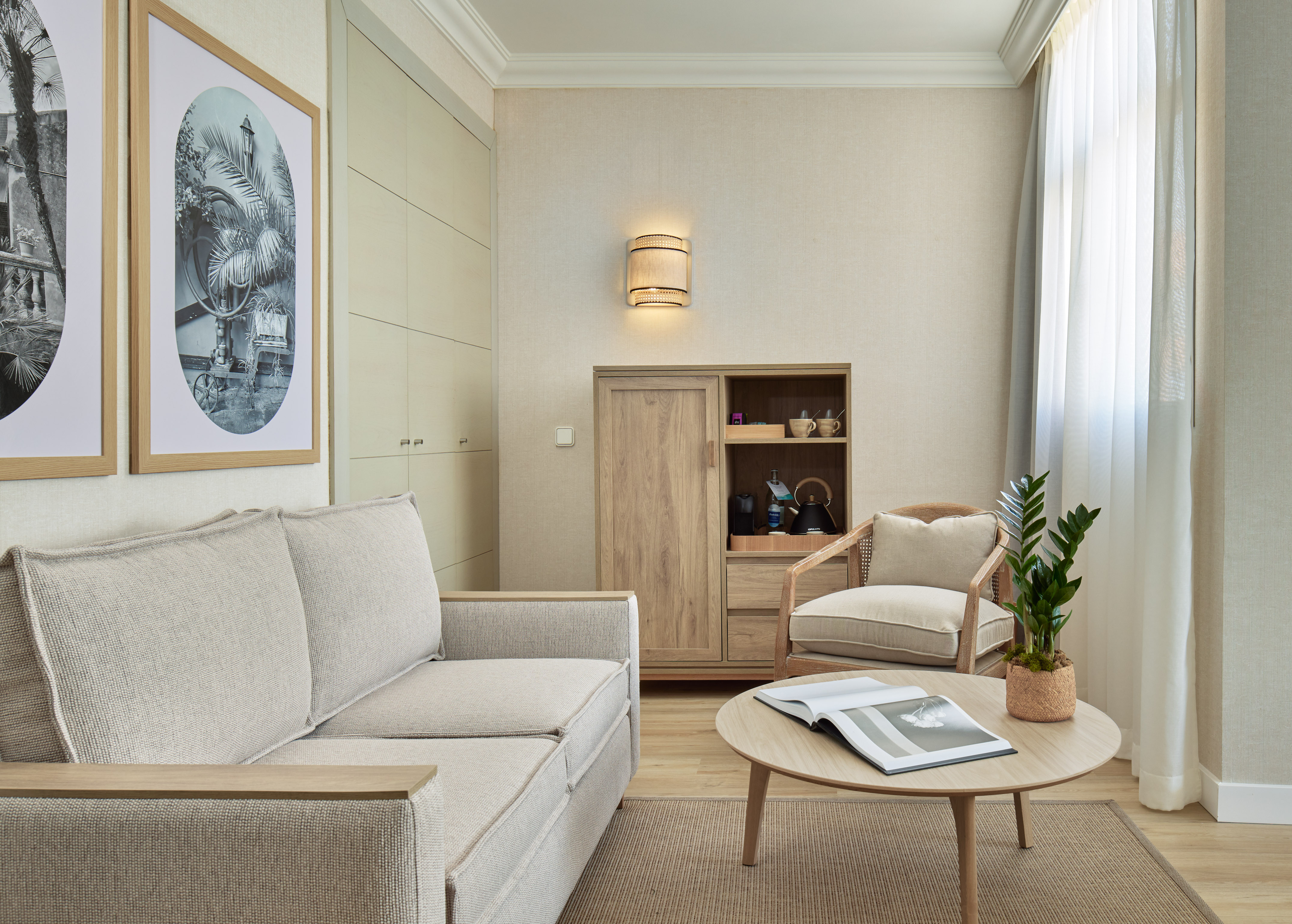 a living room with a couch and a coffee table