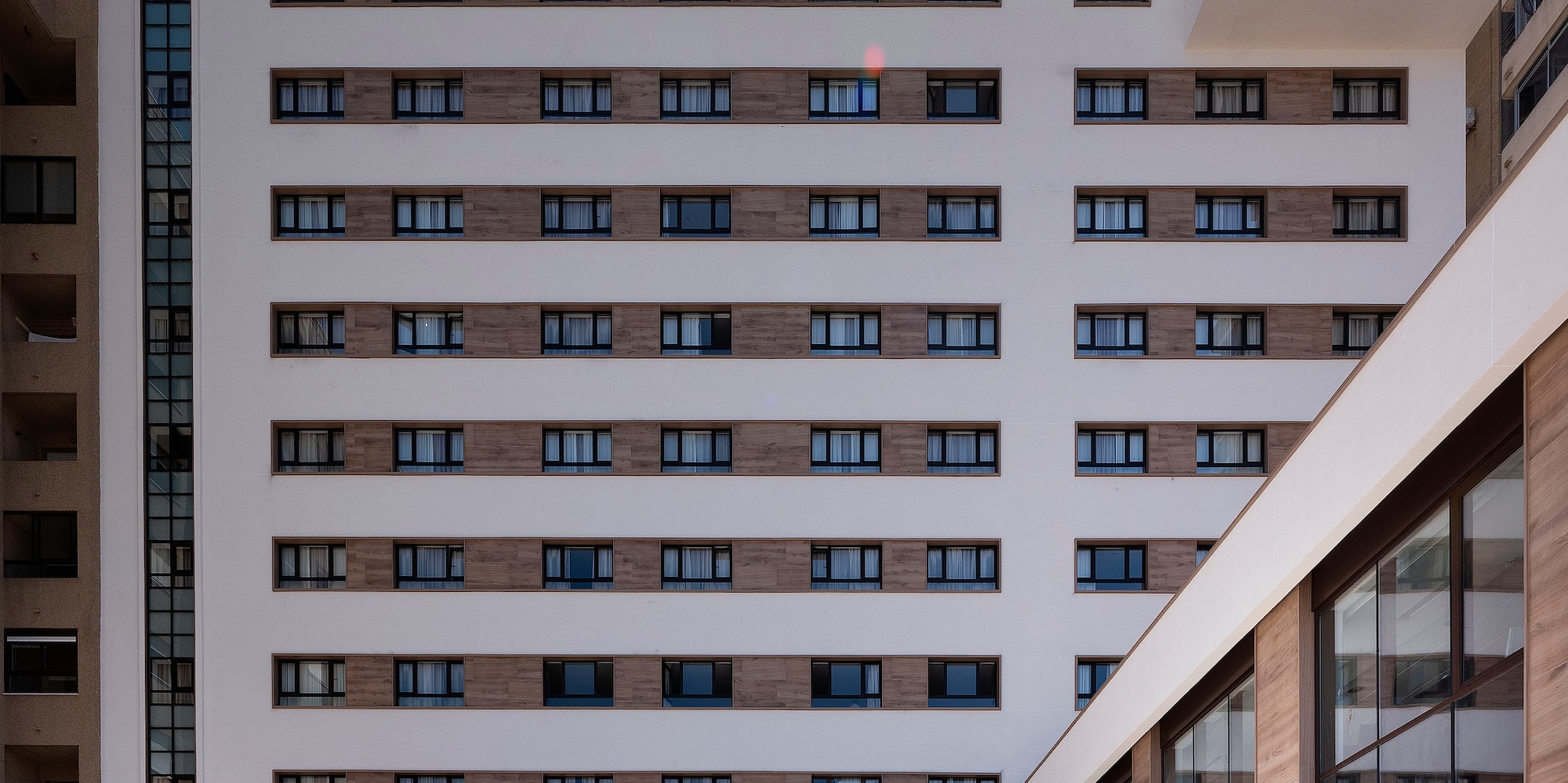 a building with many windows