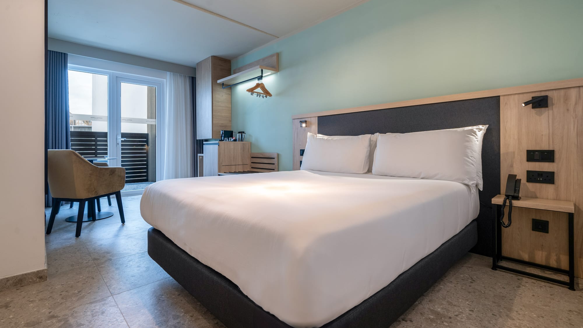 a bed in a room