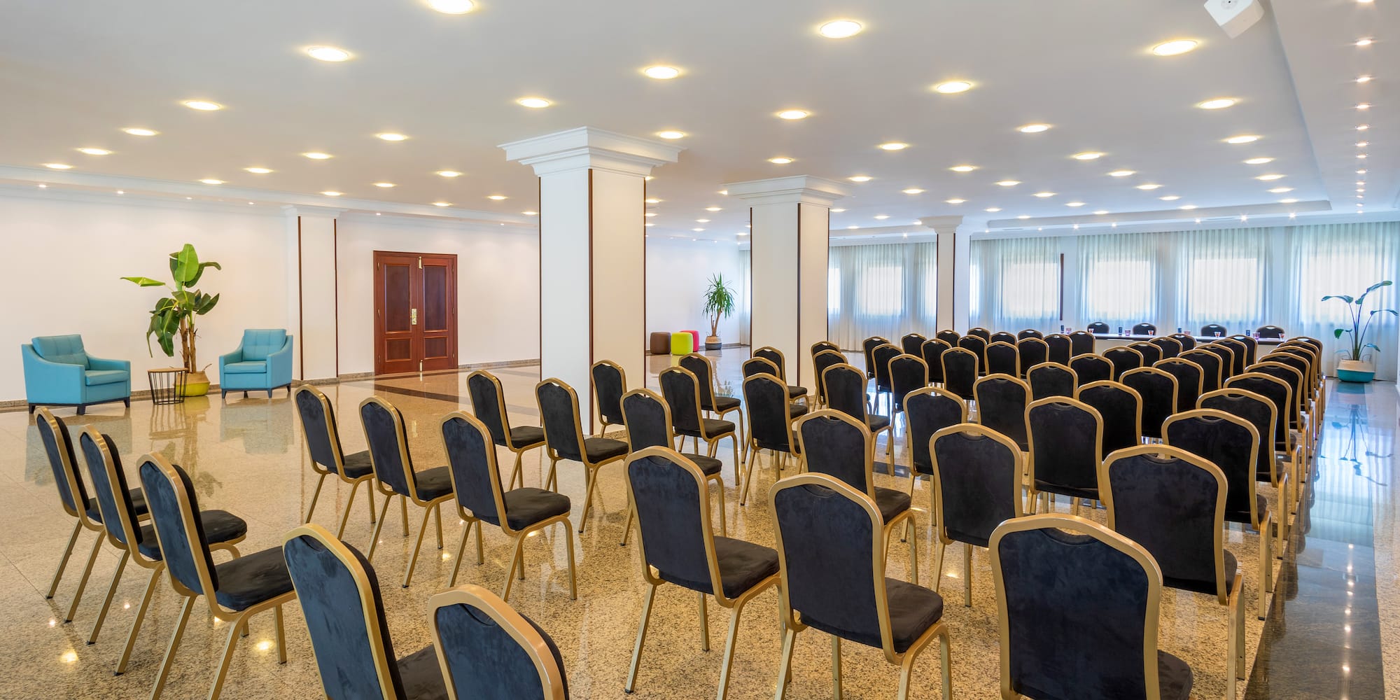 a room with many chairs