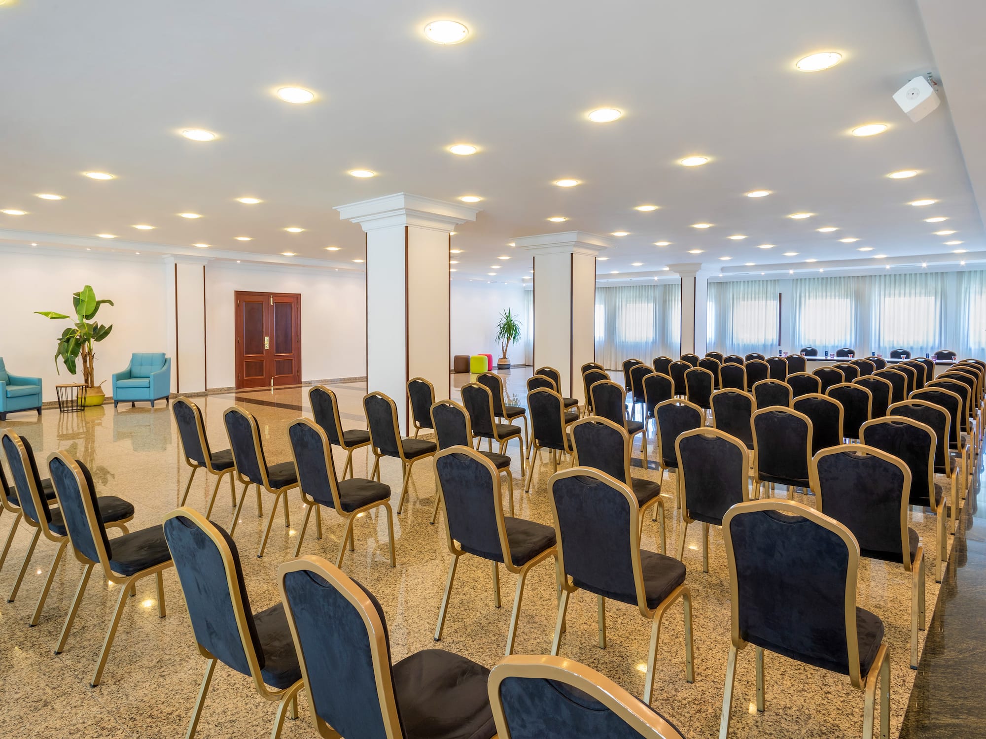 a room with many chairs