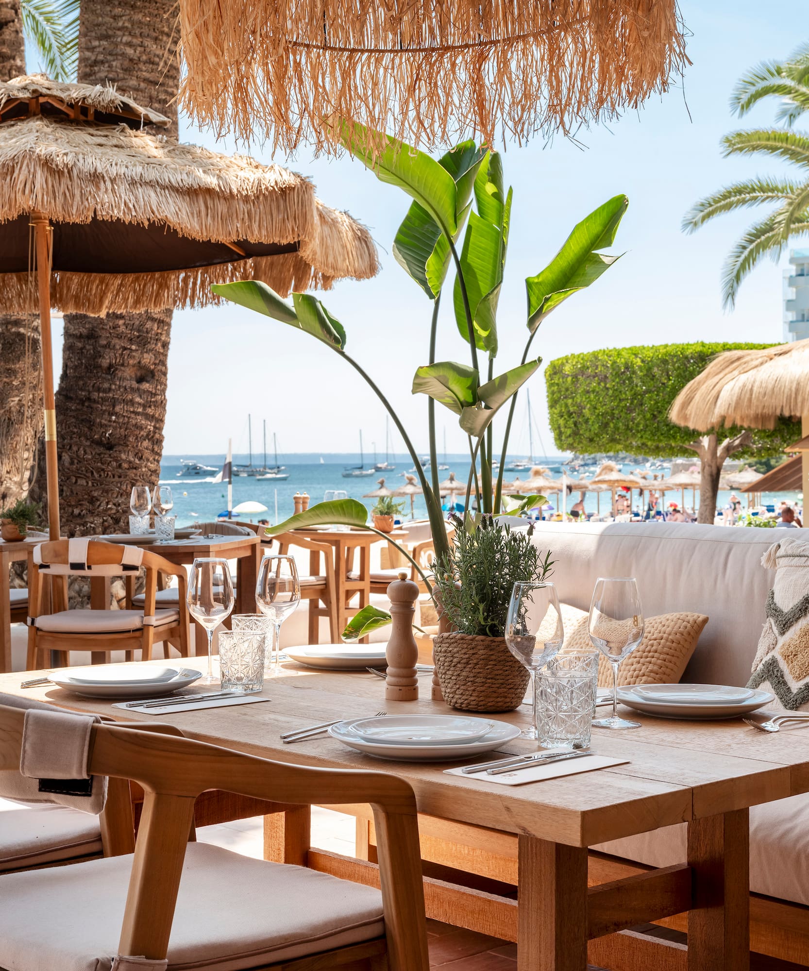 a table set up for a restaurant
