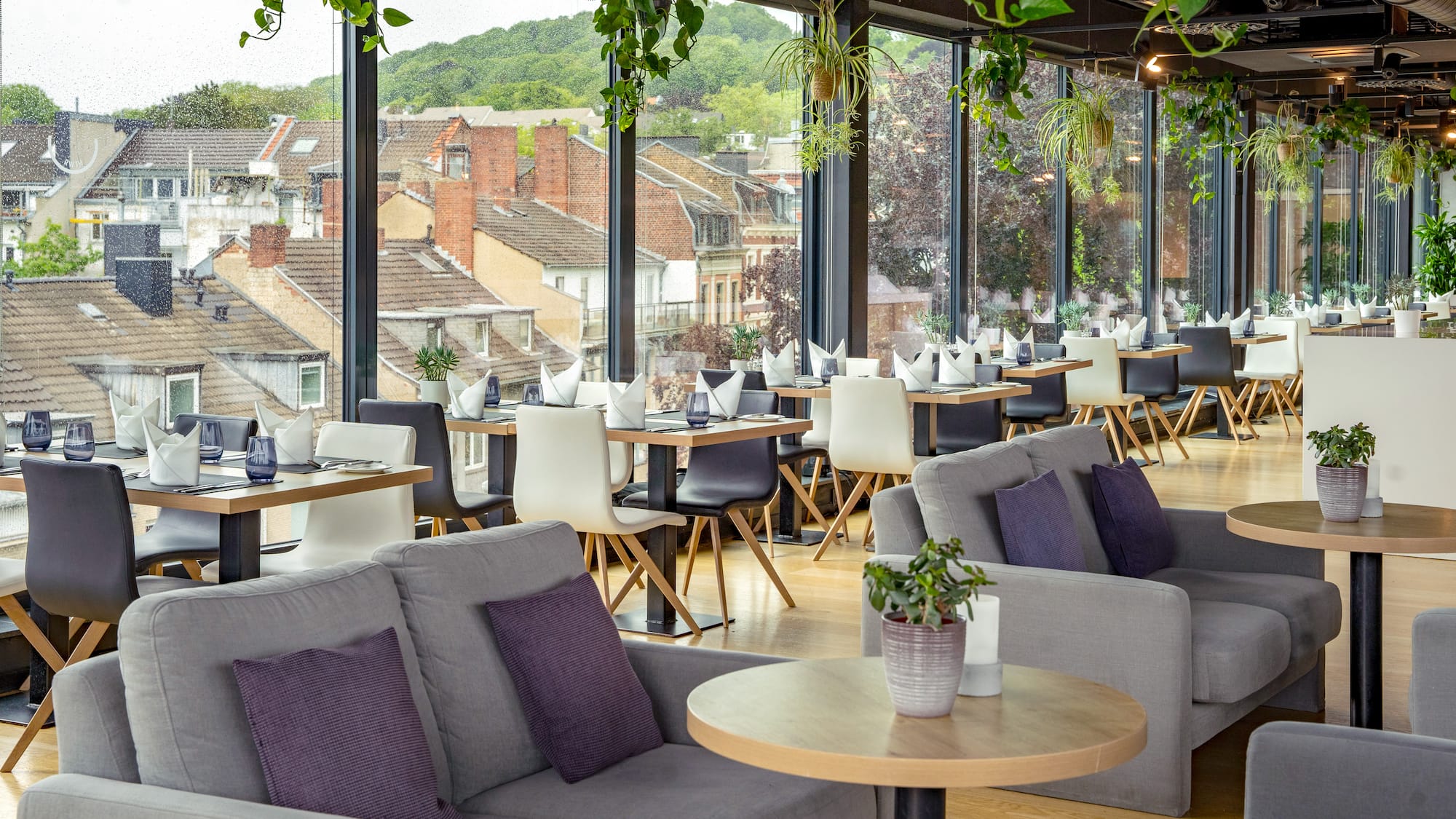 a roof with green leaves