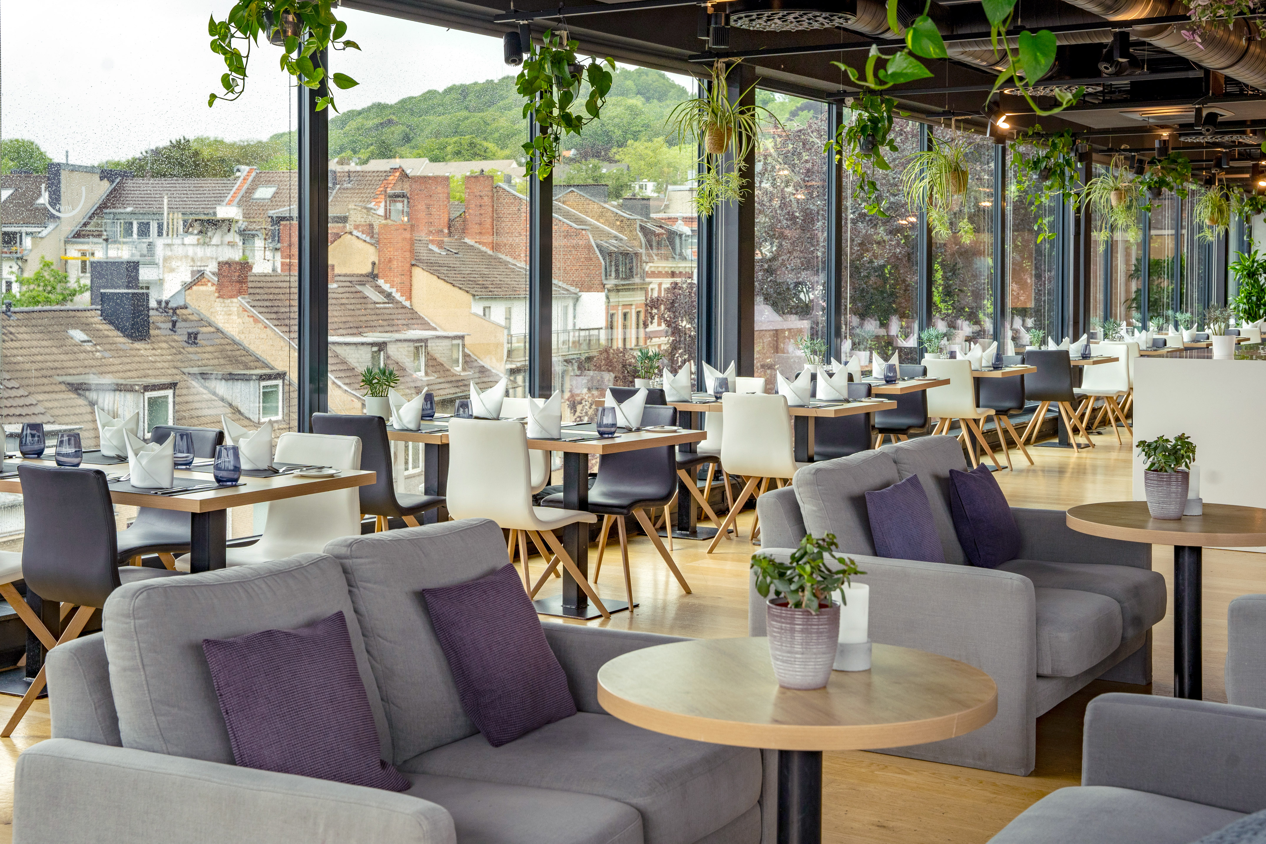 a roof with green leaves