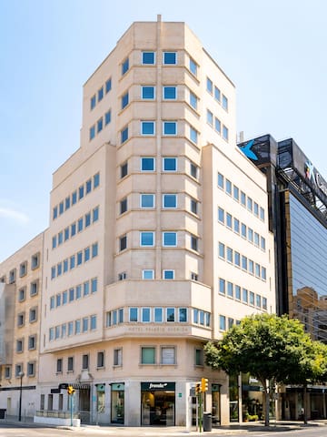 a building with many windows