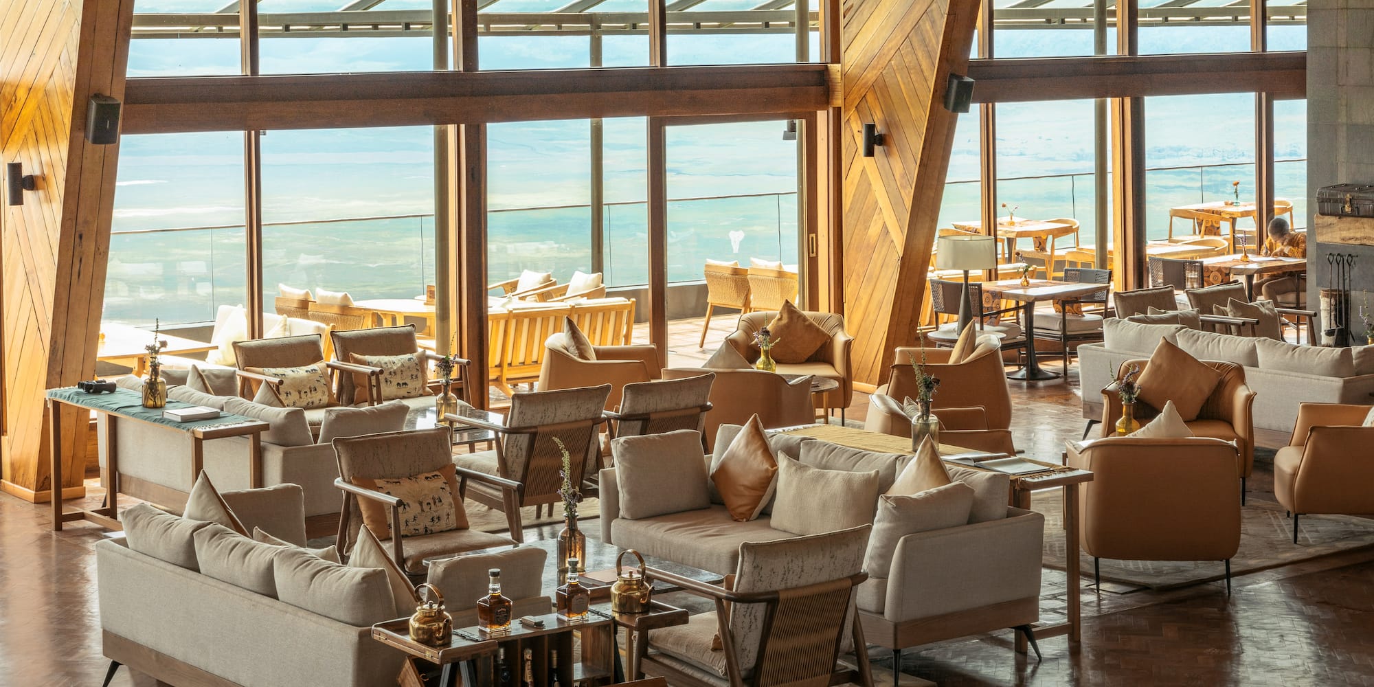 a room with a large window