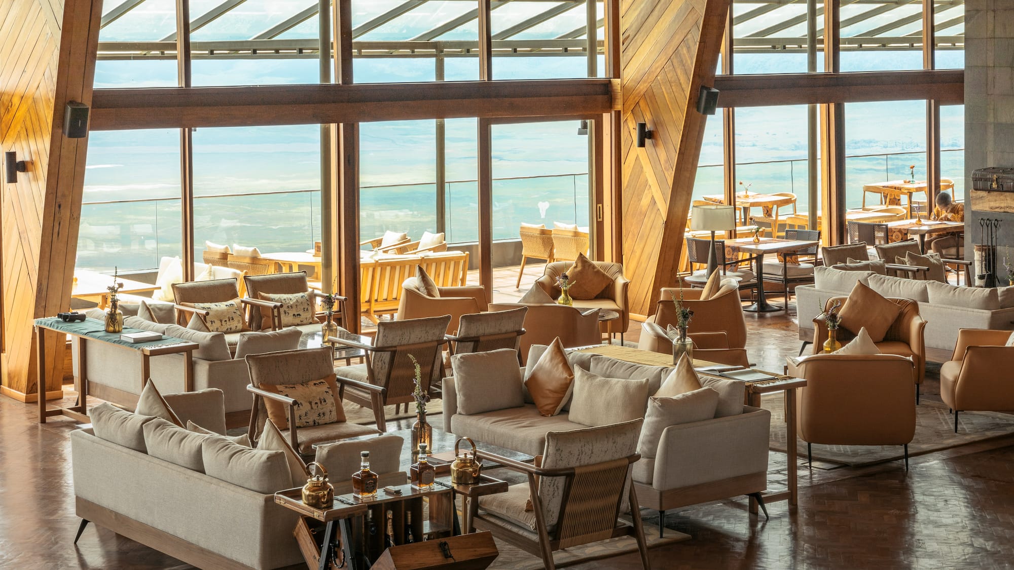 a room with a large window