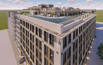 a building with a pool on top