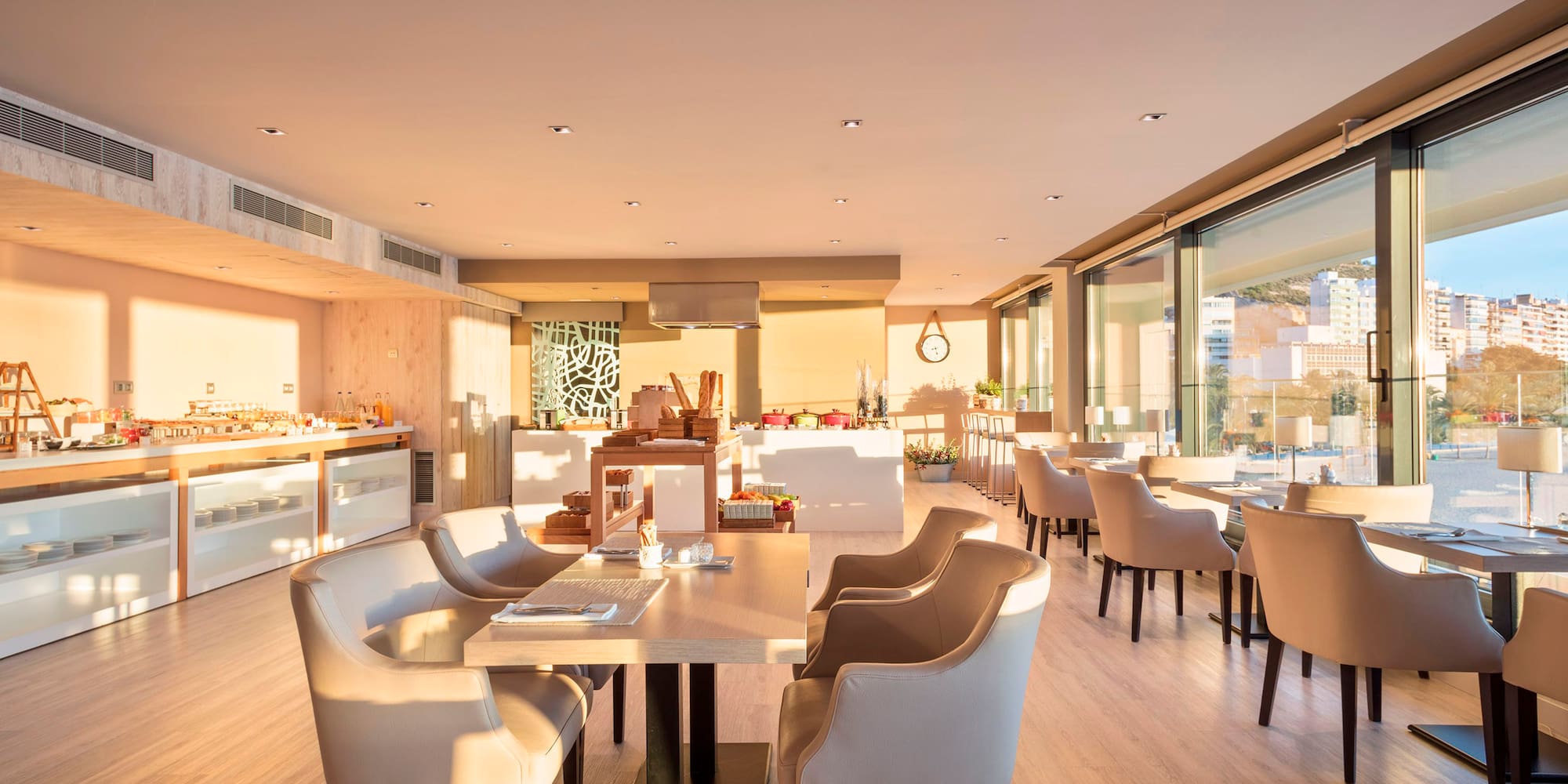 a room with a table and chairs