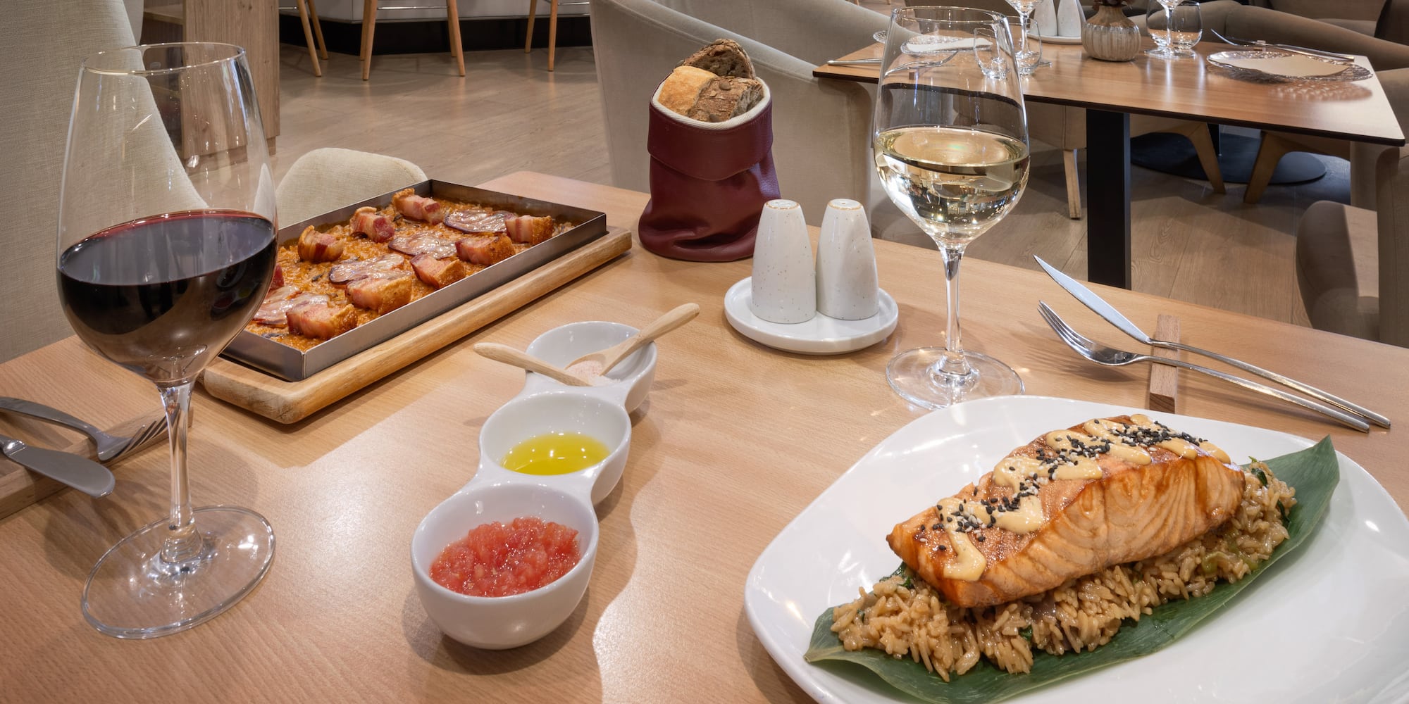 a table with food on it