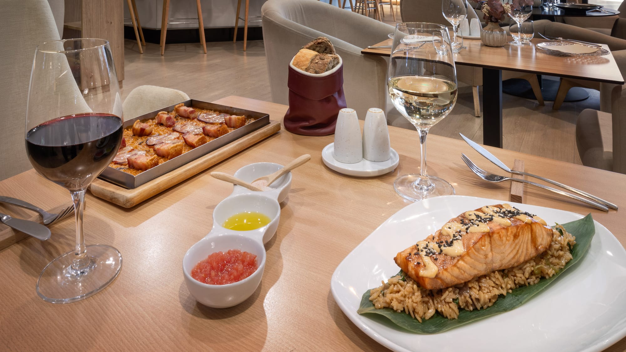 a table with food on it