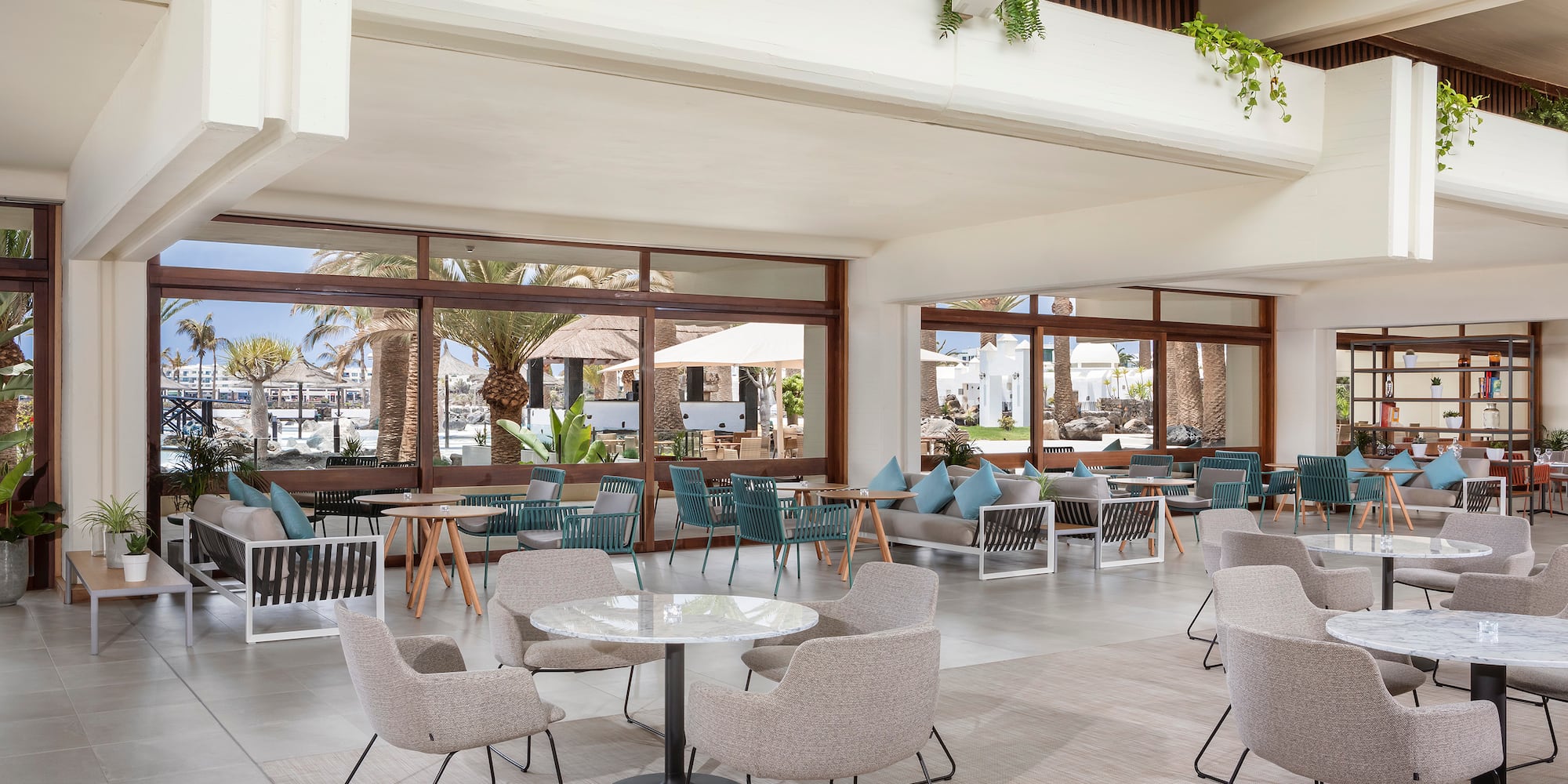 a room with tables and chairs