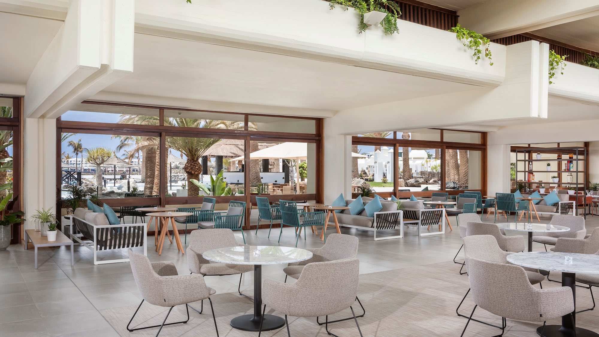 a room with tables and chairs