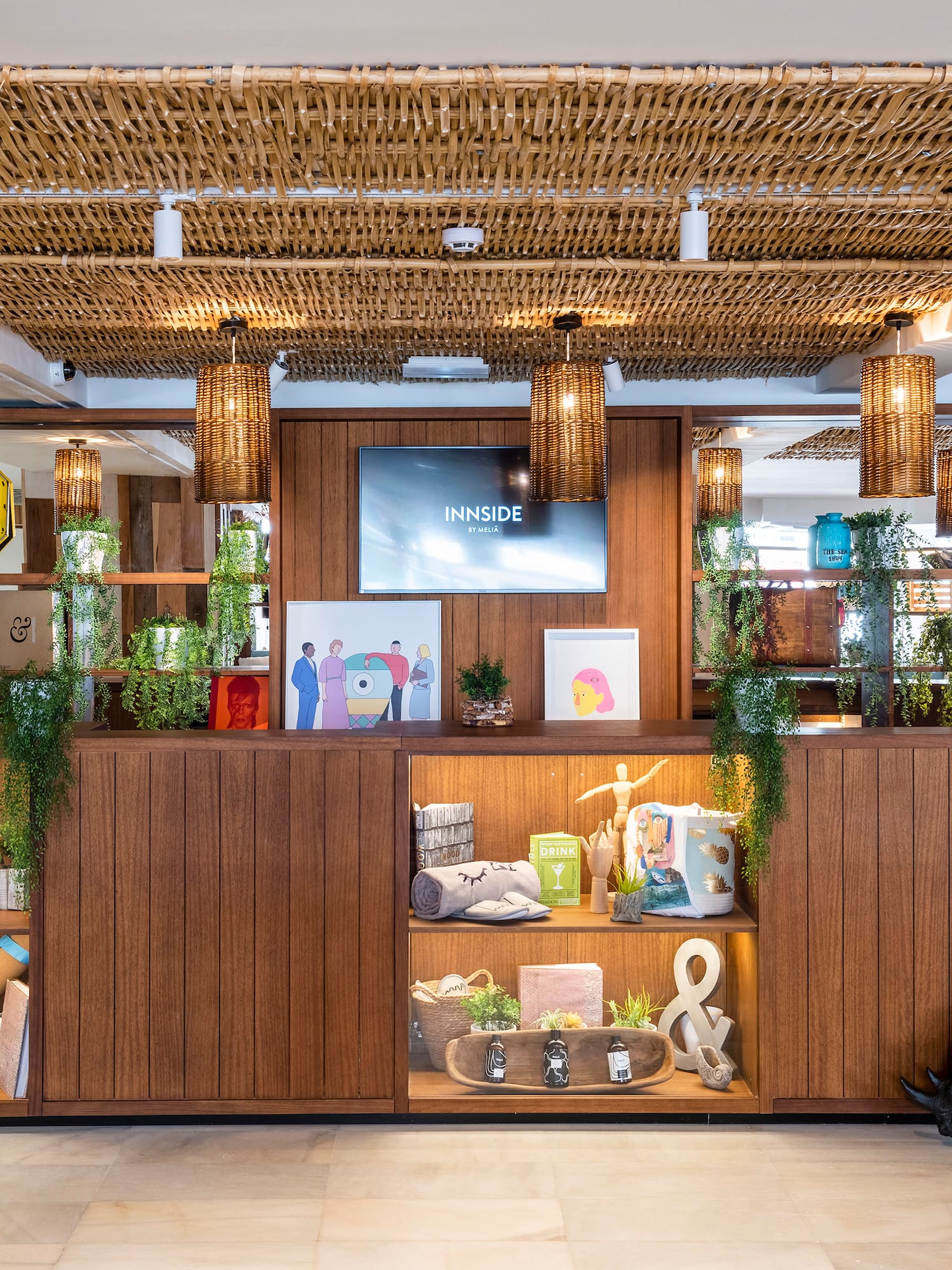 a store with a black rhino on the counter