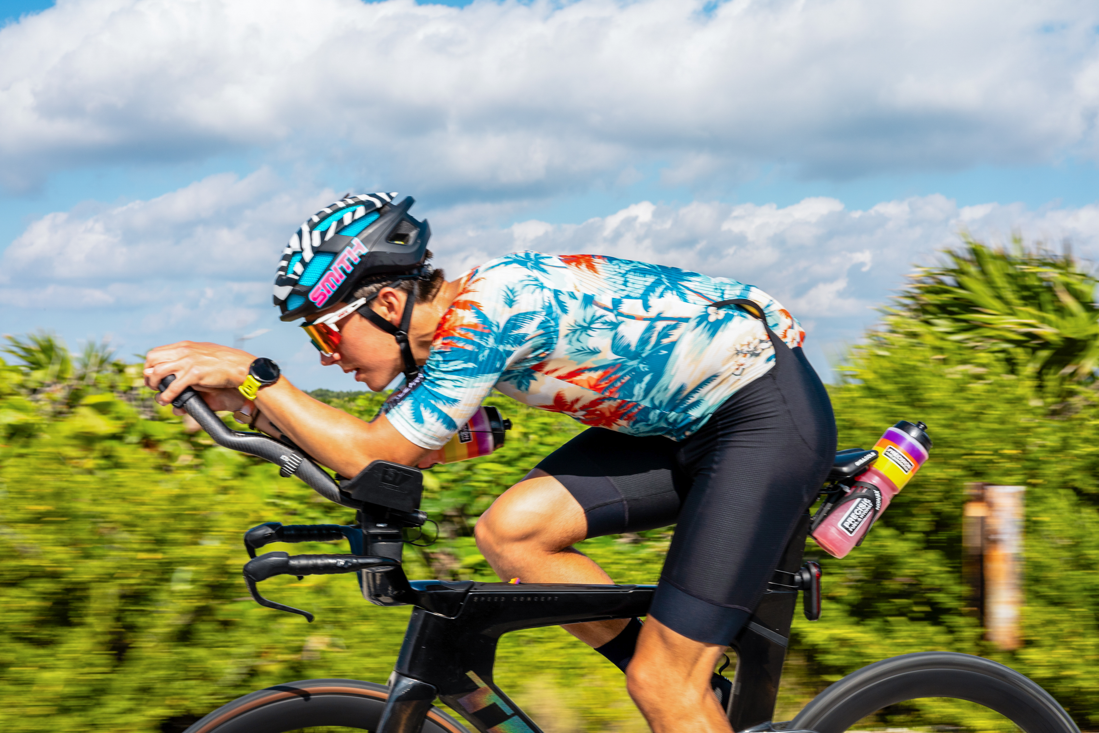 a man riding a bike
