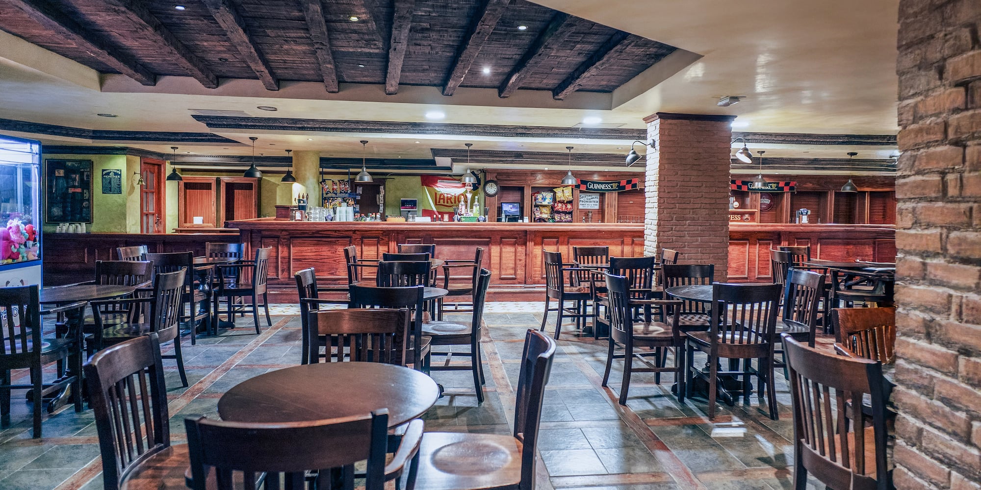 a room with tables and chairs