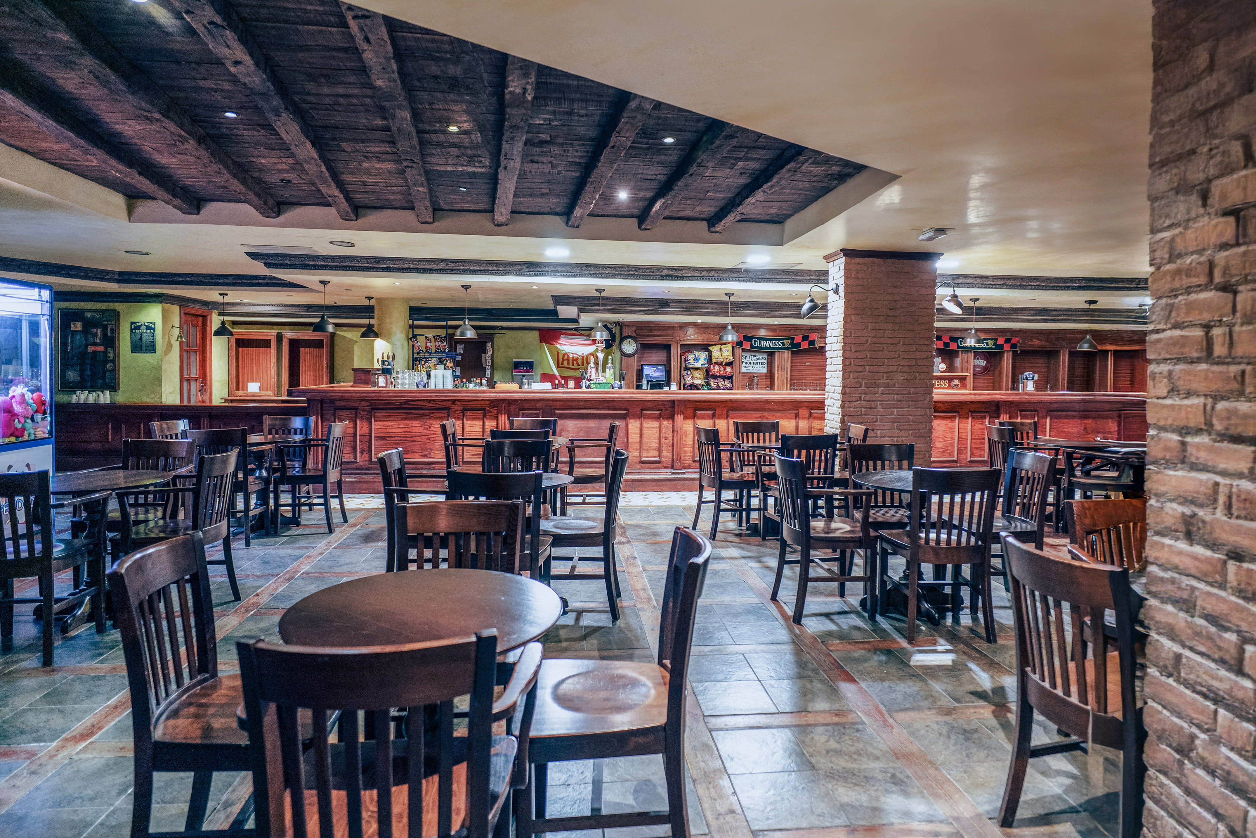 a room with tables and chairs