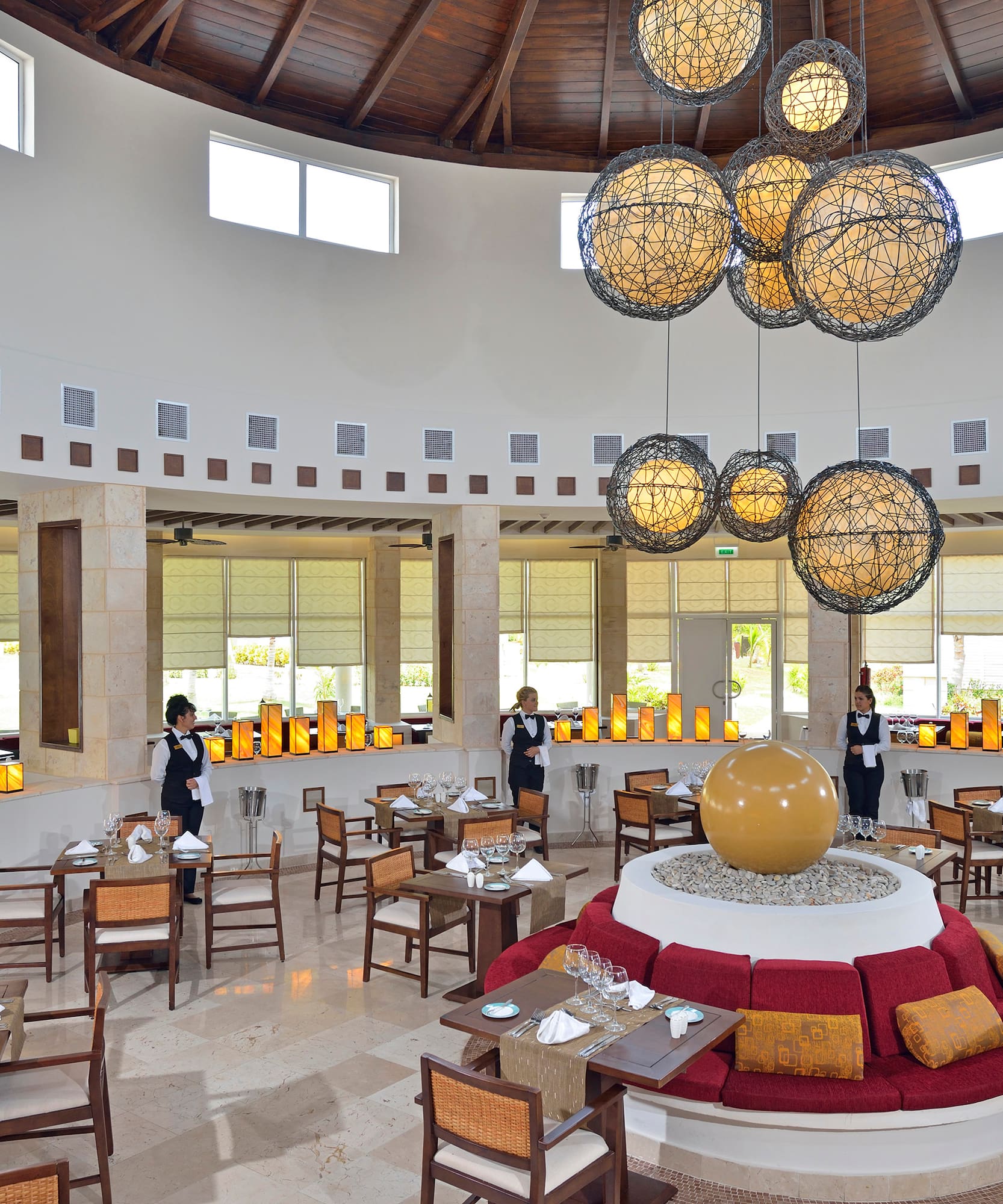 a restaurant with tables and chairs