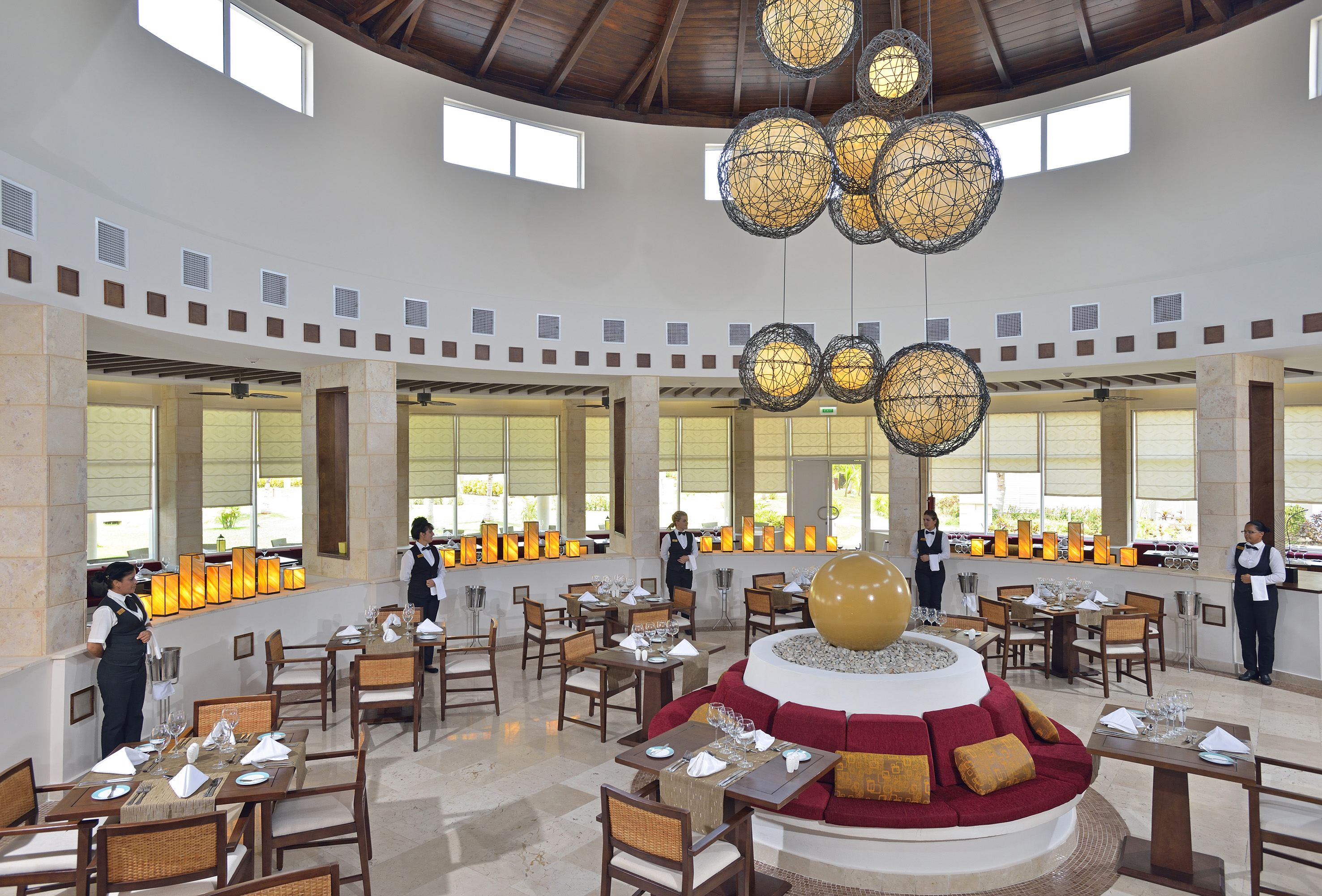 a restaurant with tables and chairs