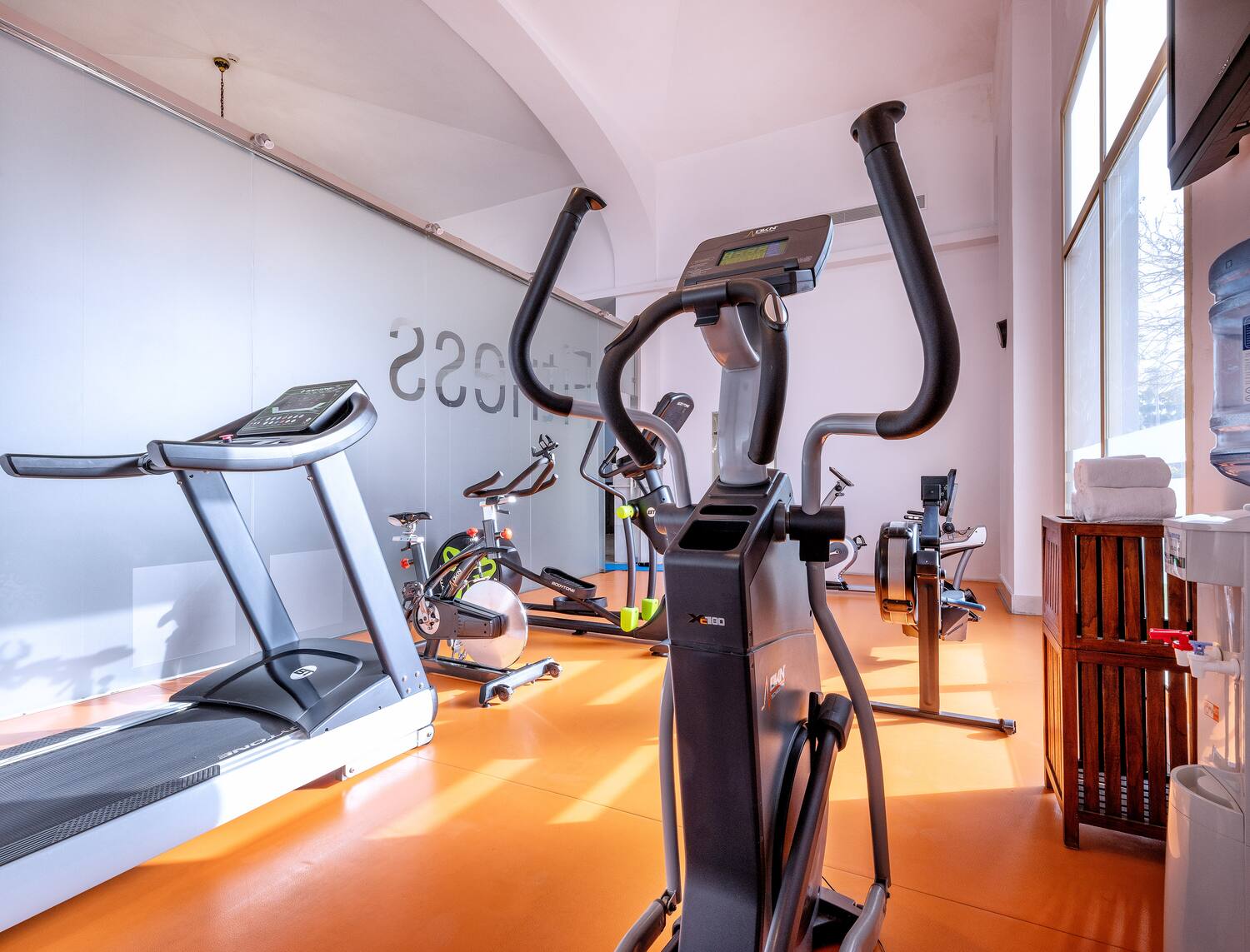 a room with exercise equipment