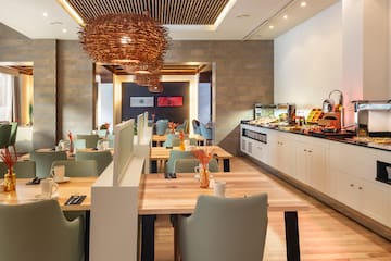 a restaurant with tables and chairs