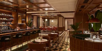 a room with tables and chairs