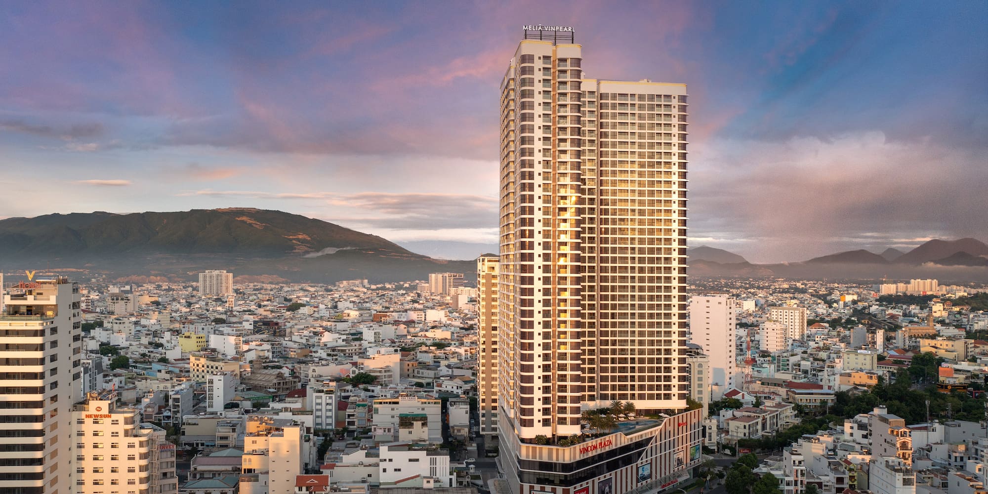 a large city with a tall building