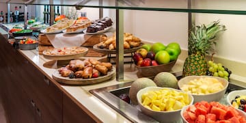 a buffet with food on plates