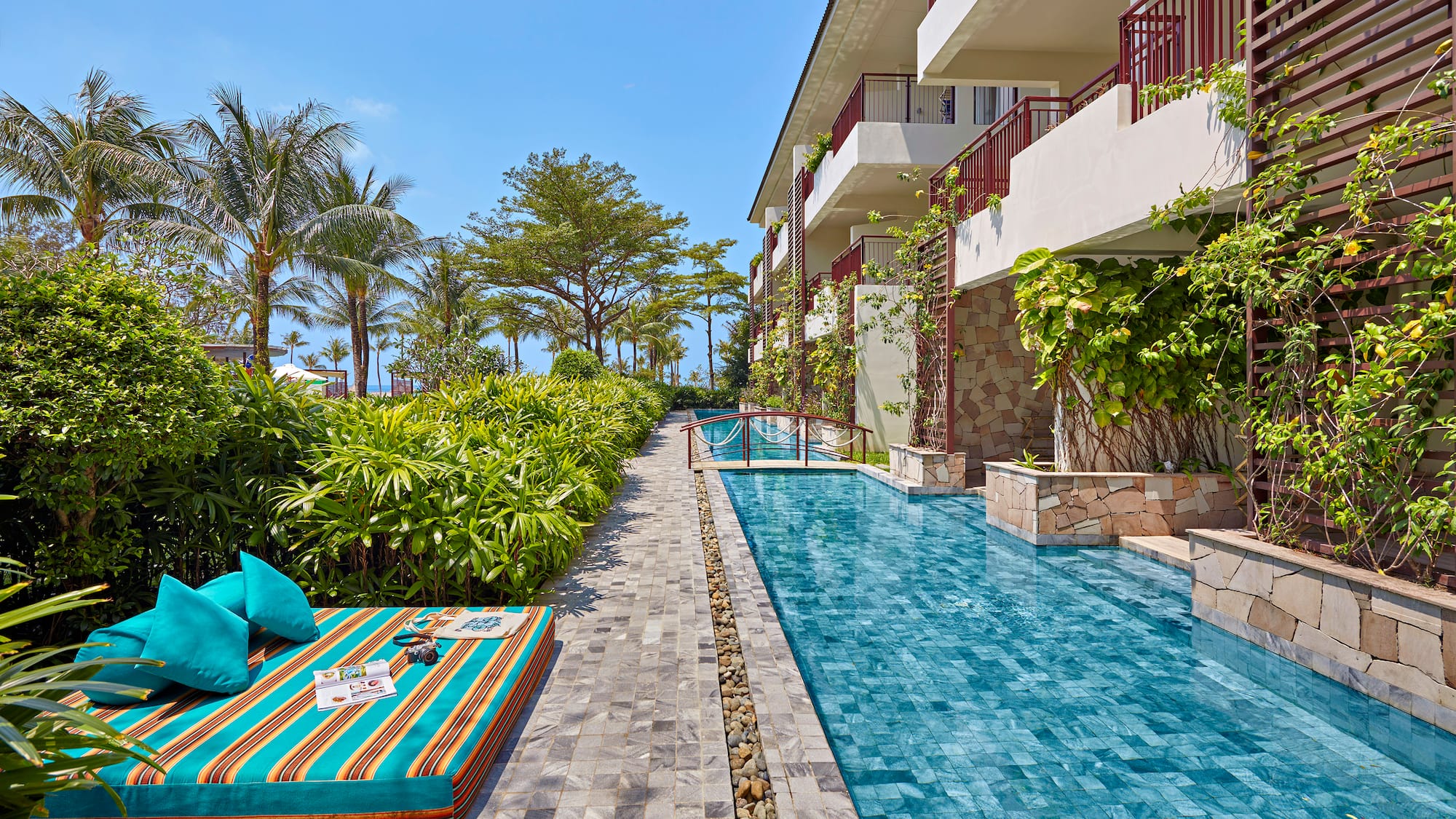 a pool with a blanket and a blanket on it