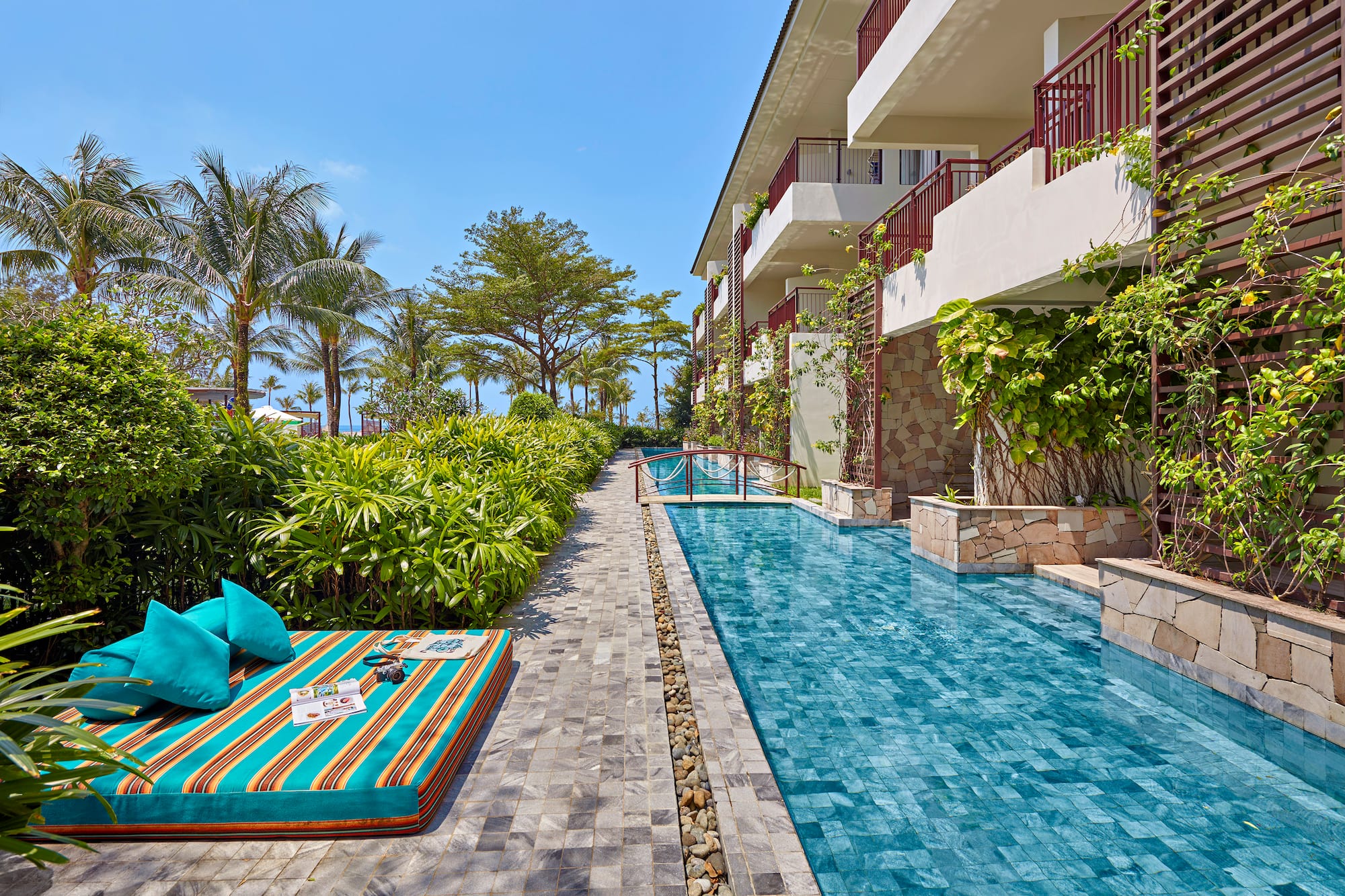 a pool with a blanket and a blanket on it