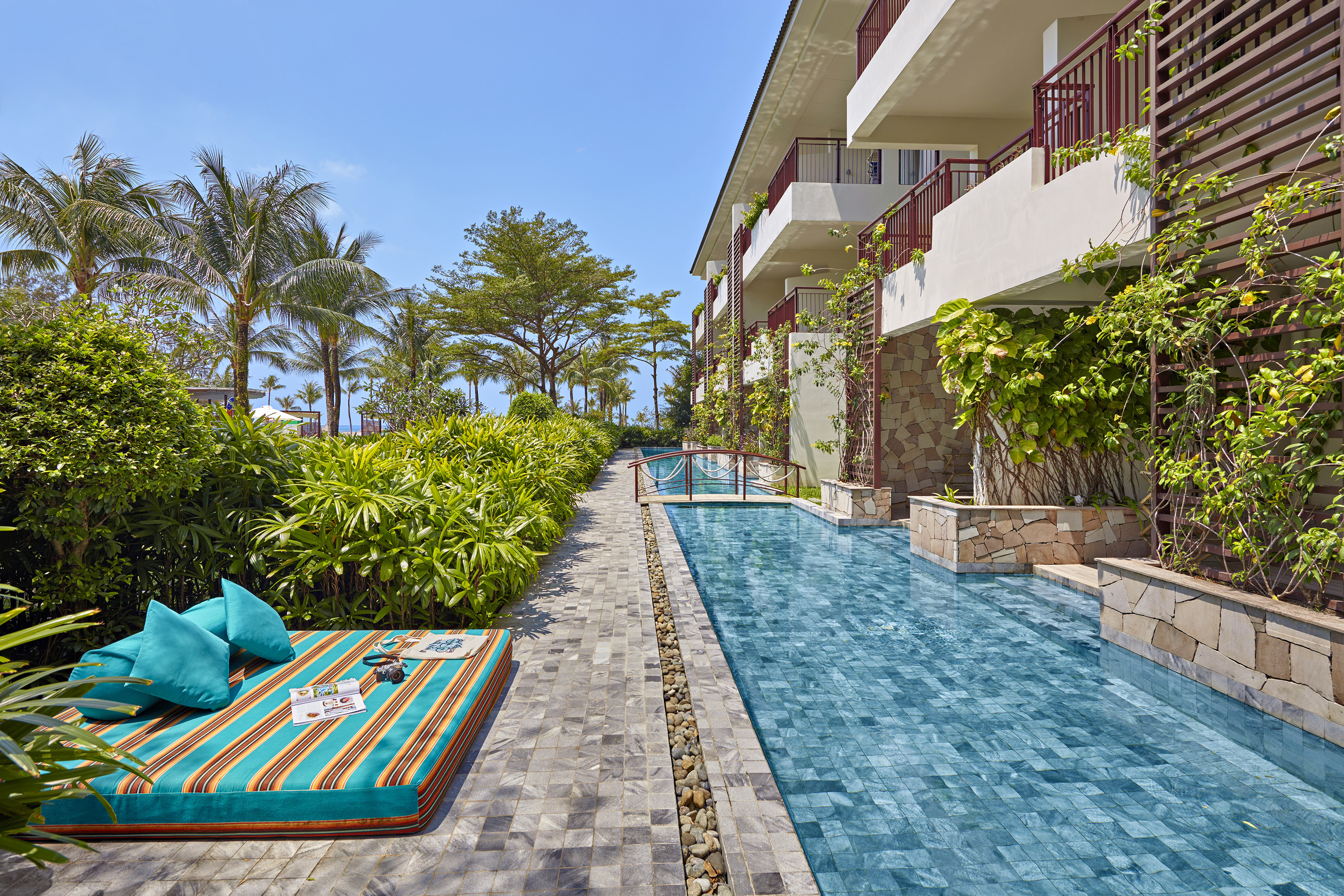 a pool with a blanket and a blanket on it