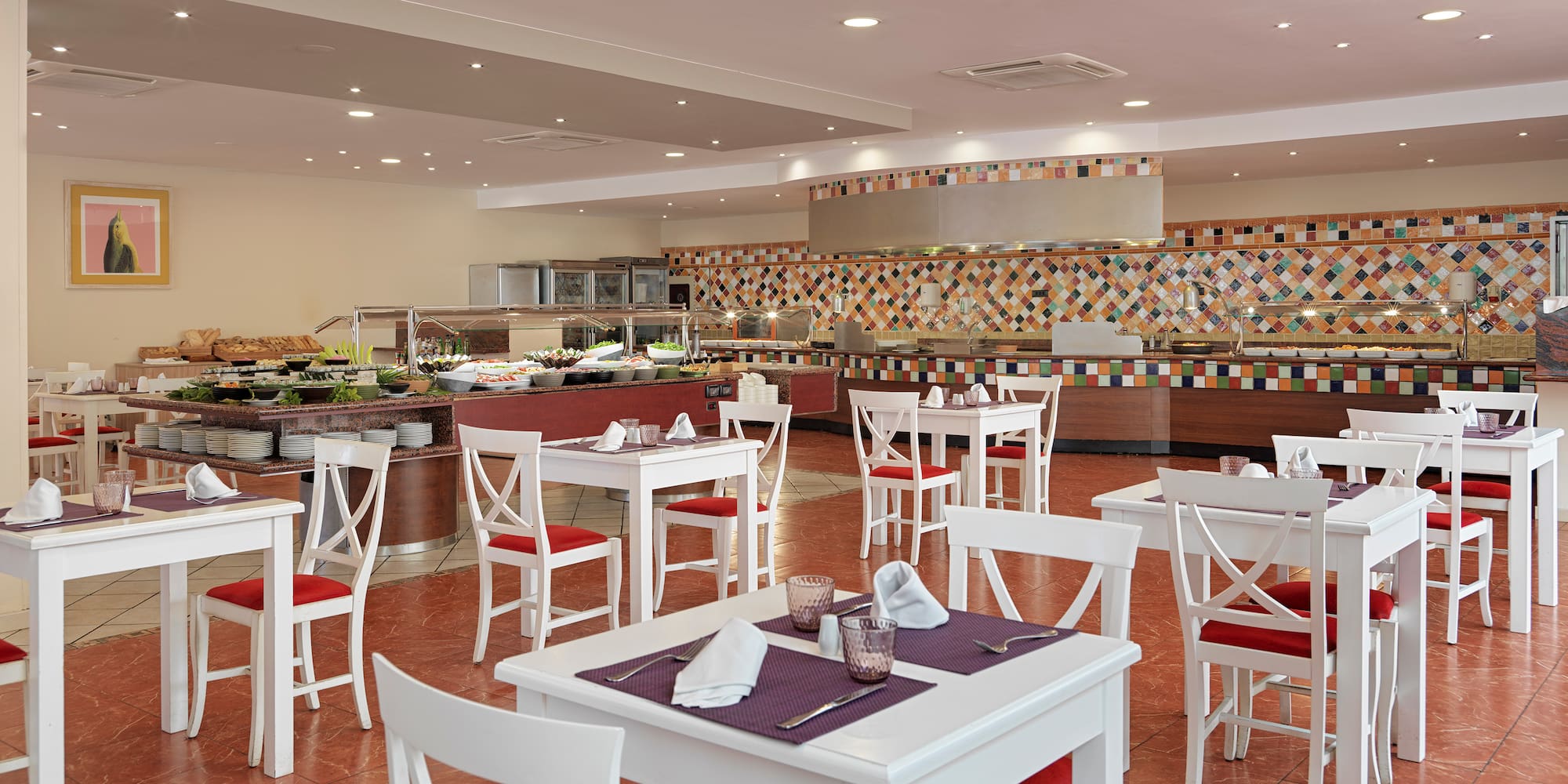 a restaurant with tables and chairs